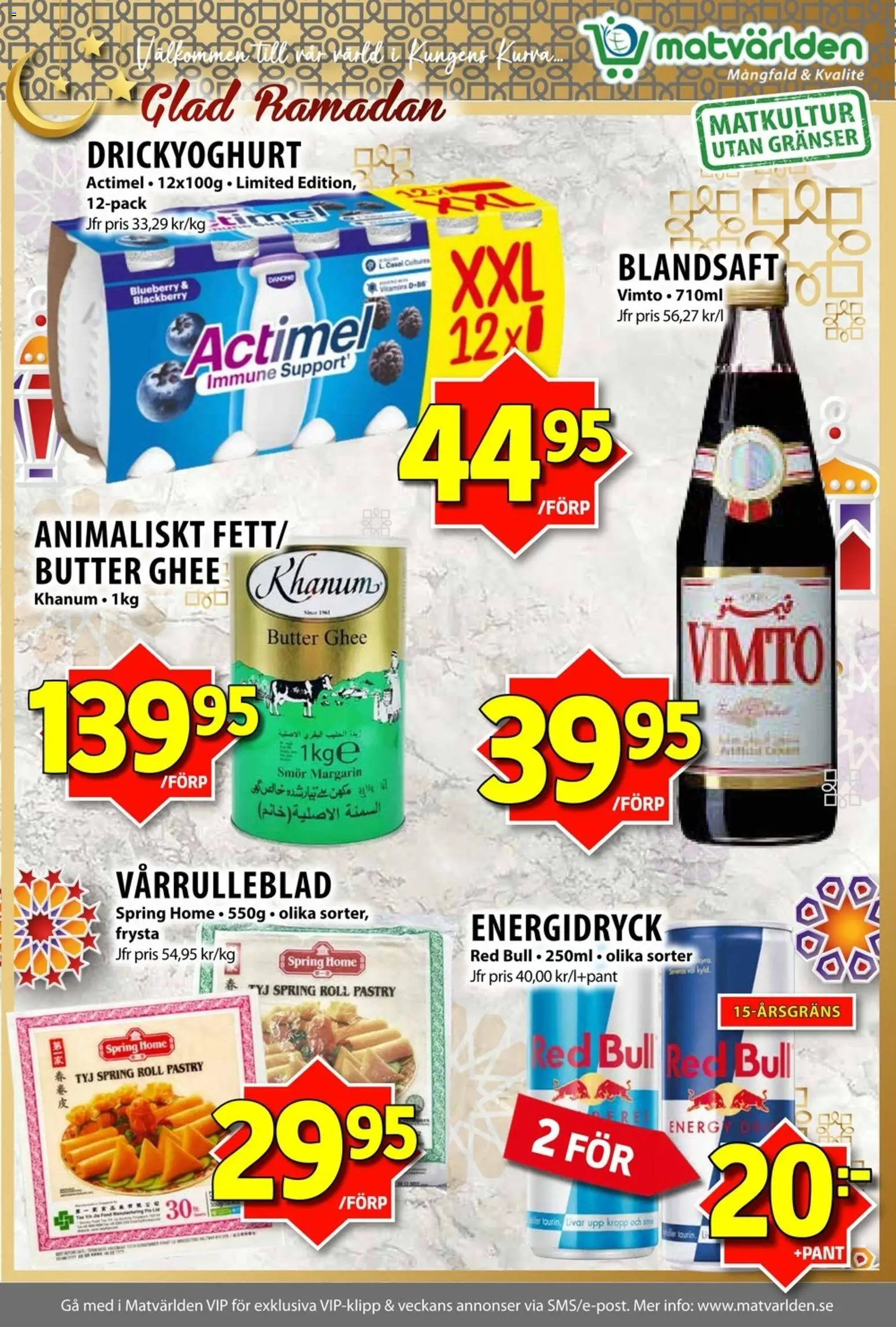 Matvärlden reklamblad aktuell från 16.02.2026 | Sida: 3 | Produkter: Red bull, Margarin, Smör, Energidryck