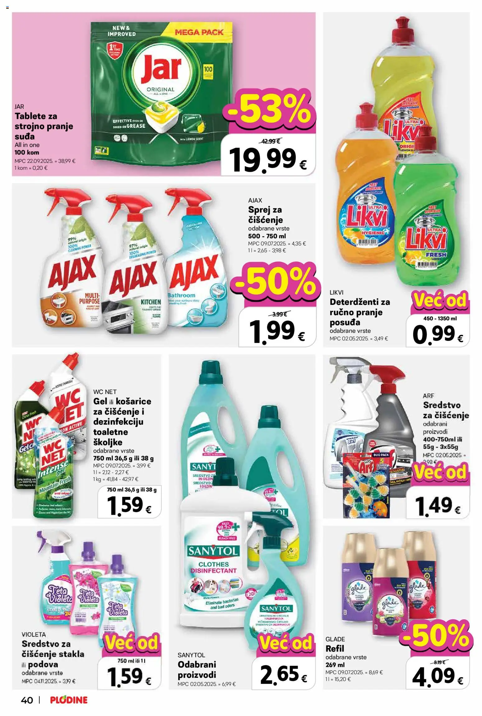Plodine katalog | vrijedi od 22.04.2026 | Stranica: 40 | Proizvodi: Violeta, Ajax, WC Net