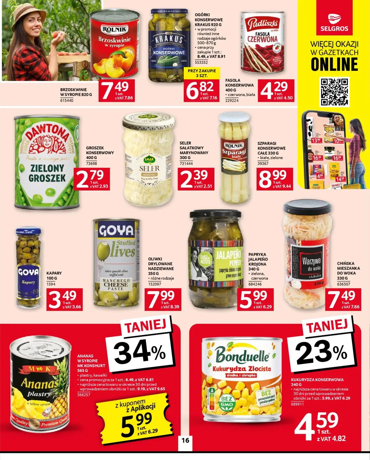 Selgros cash&carry Gazetka od 23.10.2025 | Strona: 16 | Produkty: Papryka, Ananas, Brzoskwinie, Warzywa