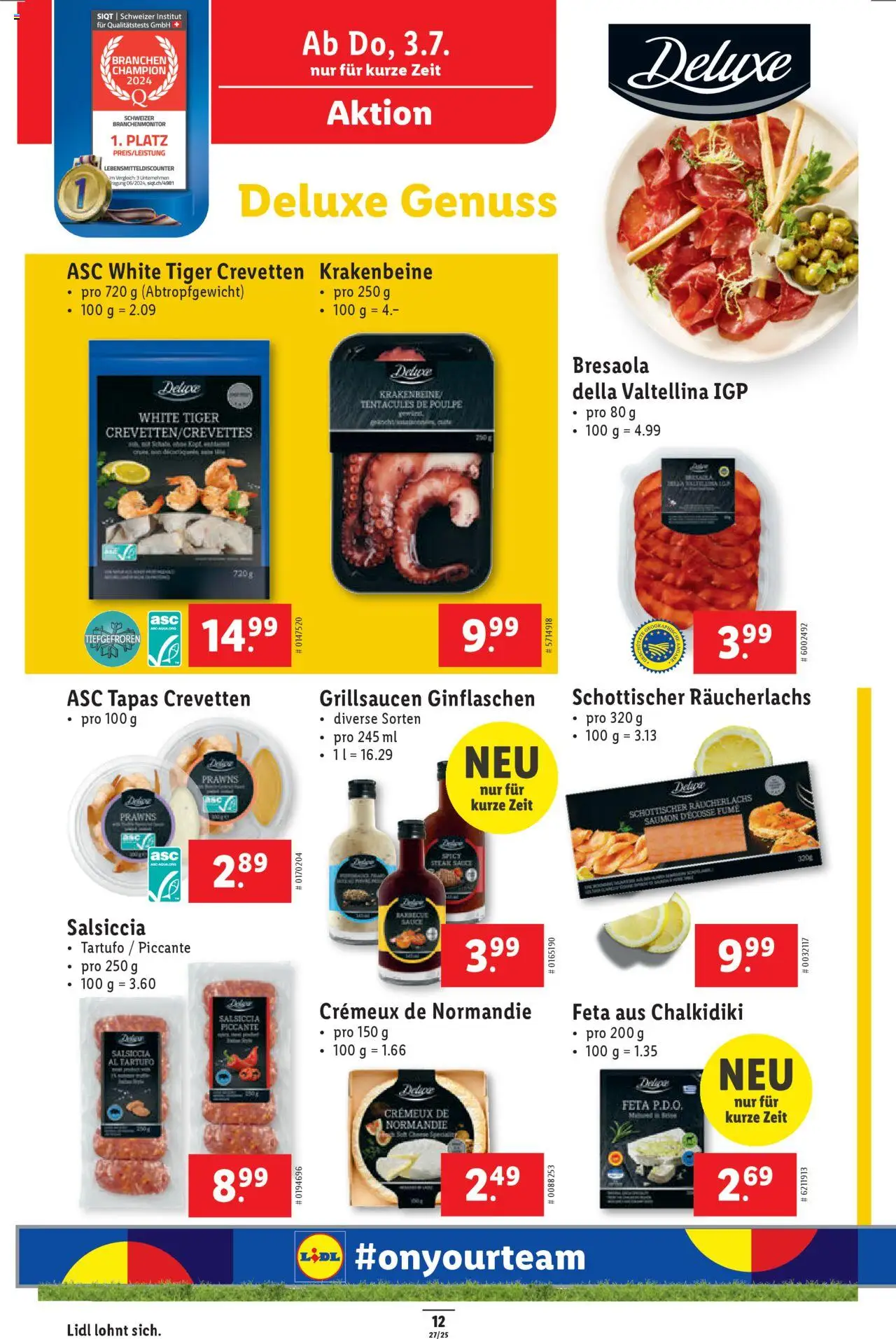 Lidl Aktionen ab 03.07.2025 | Seite: 12 | Produkte: Feta, Räucherlachs, Grill