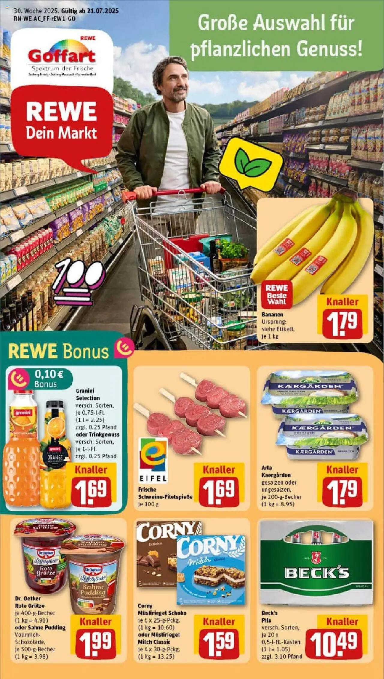 Rewe prospekt Eschweiler / Bohl	 - gültig ab dem 20.07.2025 | Seite: 1 | Produkte: Milch, Bananen, Pudding, Sahne