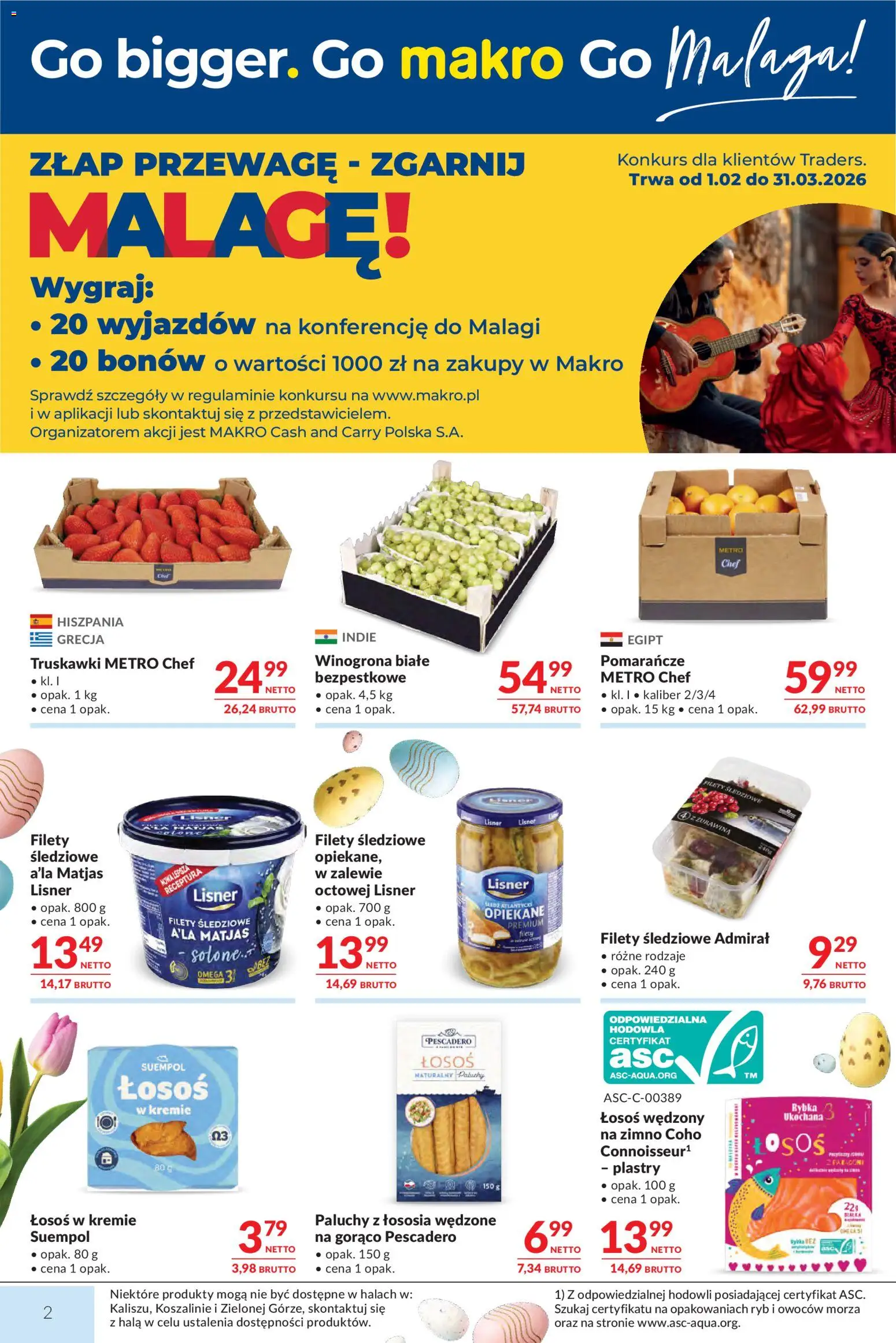 Makro gazetka od 17.03.2026 | Strona: 2 | Produkty: Winogrona, Filety śledziowe a'la matjas, Pomarańcze, Truskawki