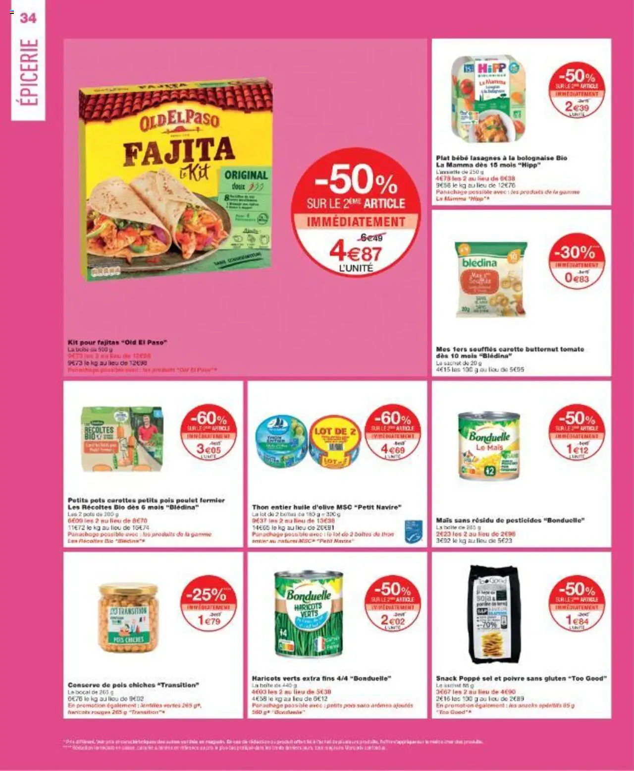  | Page: 34 | Produits: Haricots verts, Sel, Thon, Lasagnes
