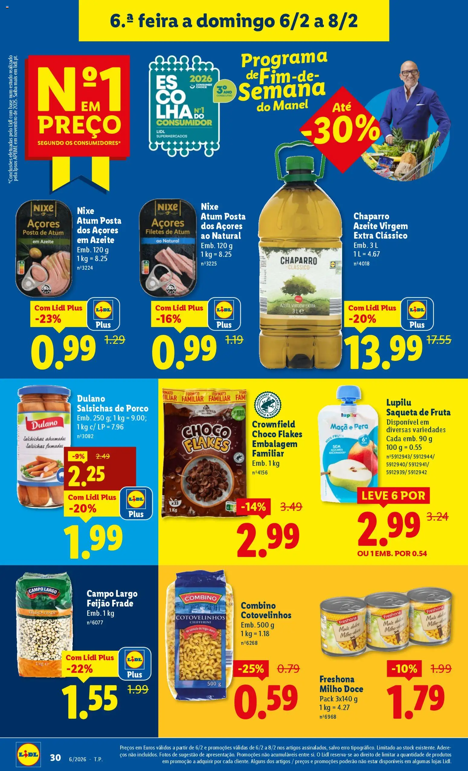 Lidl folheto │ válido de 02.02.2026 | Página: 30 | Produtos: Atum, Azeite, Maça, Milho