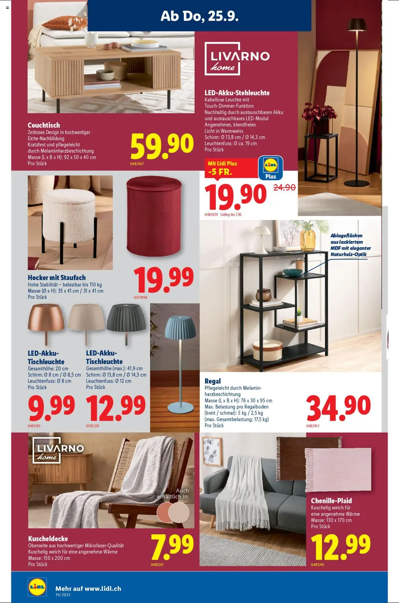 Lidl Aktionen – gültig ab 25.09.2025 | Seite: 20 | Produkte: Hocker, Couchtisch, Regal