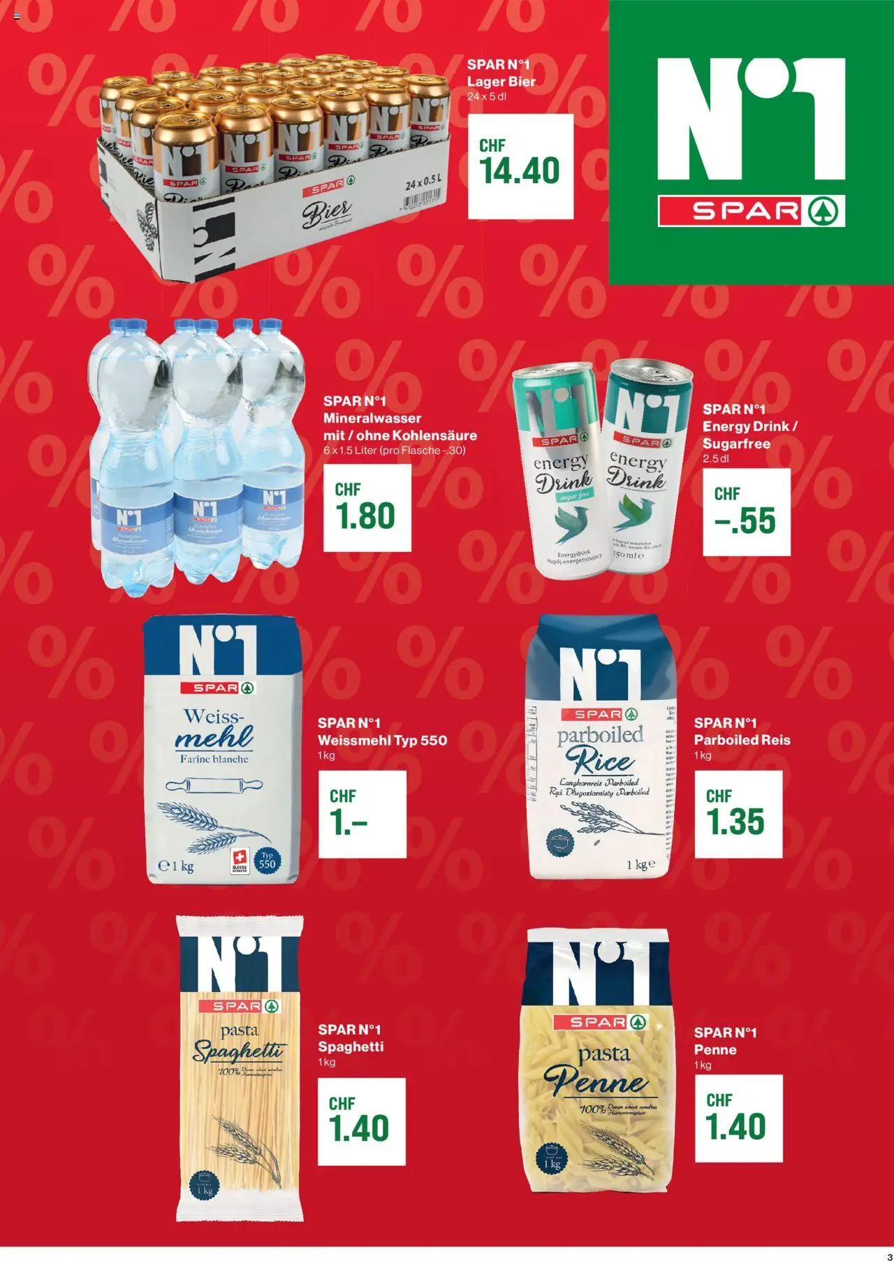 SPAR Aktionen ab 21.08.2025 | Seite: 3 | Produkte: Mehl, Mineralwasser, Reis, Pasta