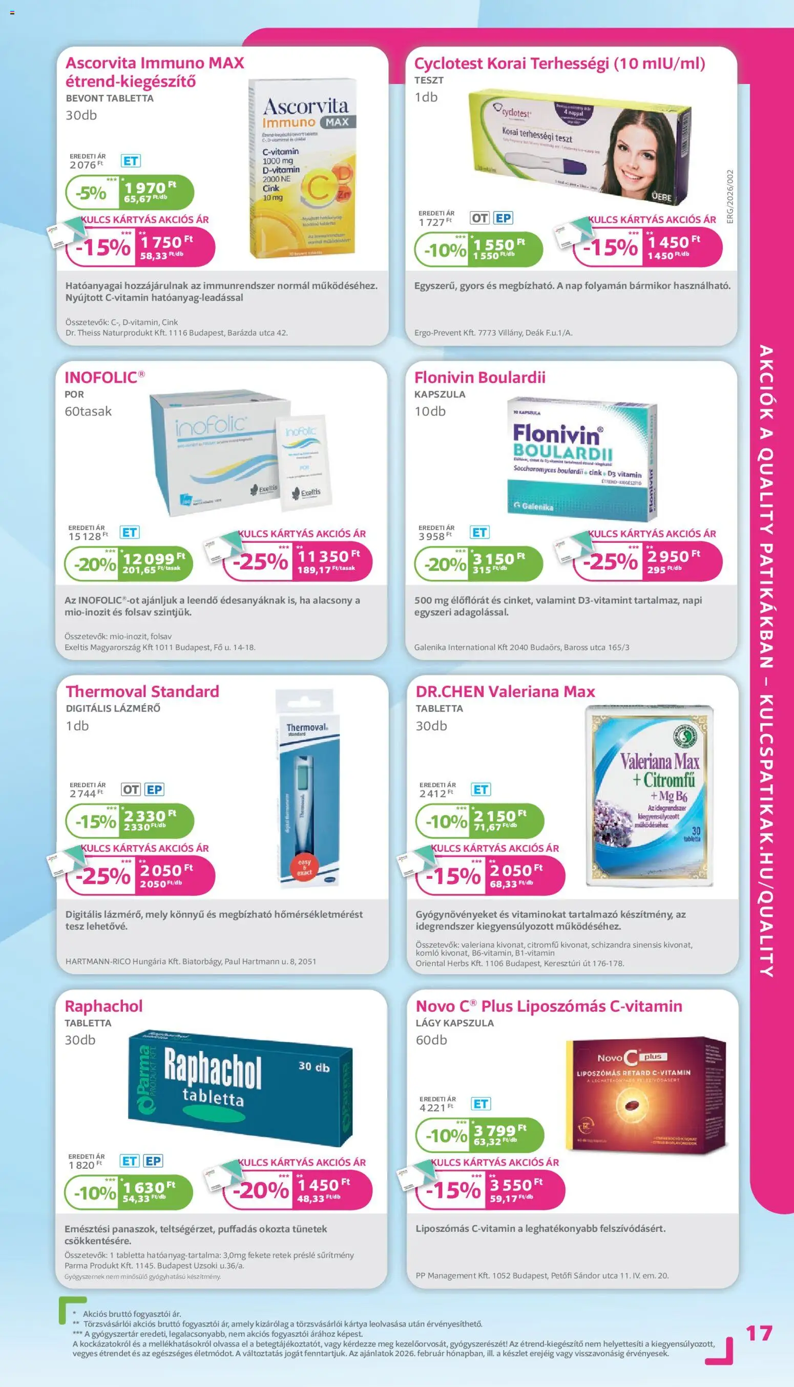 Kulcs Patika akciós ujság - amely érvényes a következő dátumtól: 01.02.2026 | Oldal: 17 | Termékek: Retek, Lázmérő, Terhességi teszt