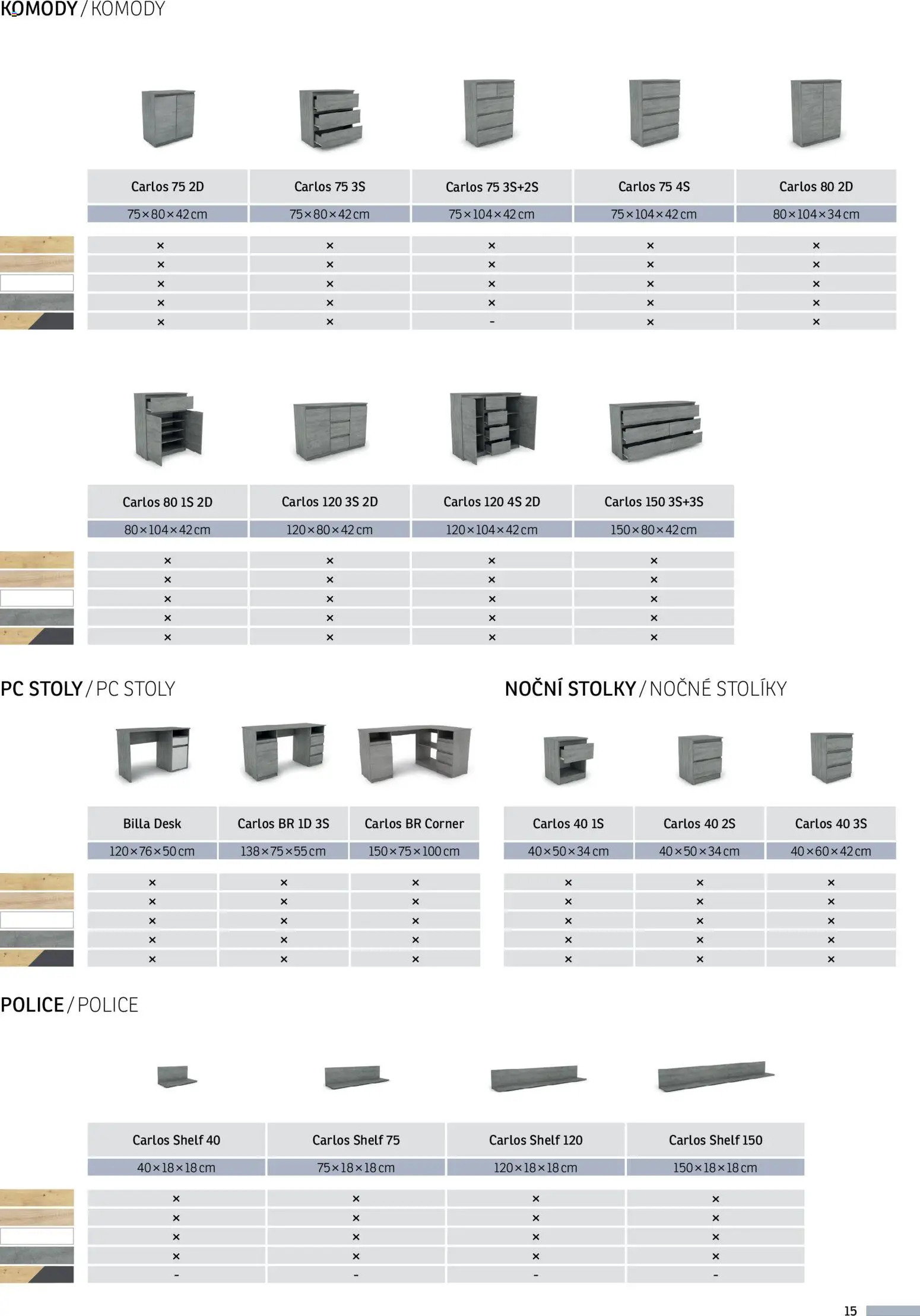 ASKO nábytek leták - Variabilní program Carlos od 01.01.2026 | Strana: 15 | Produkty: Komody, PC, Police