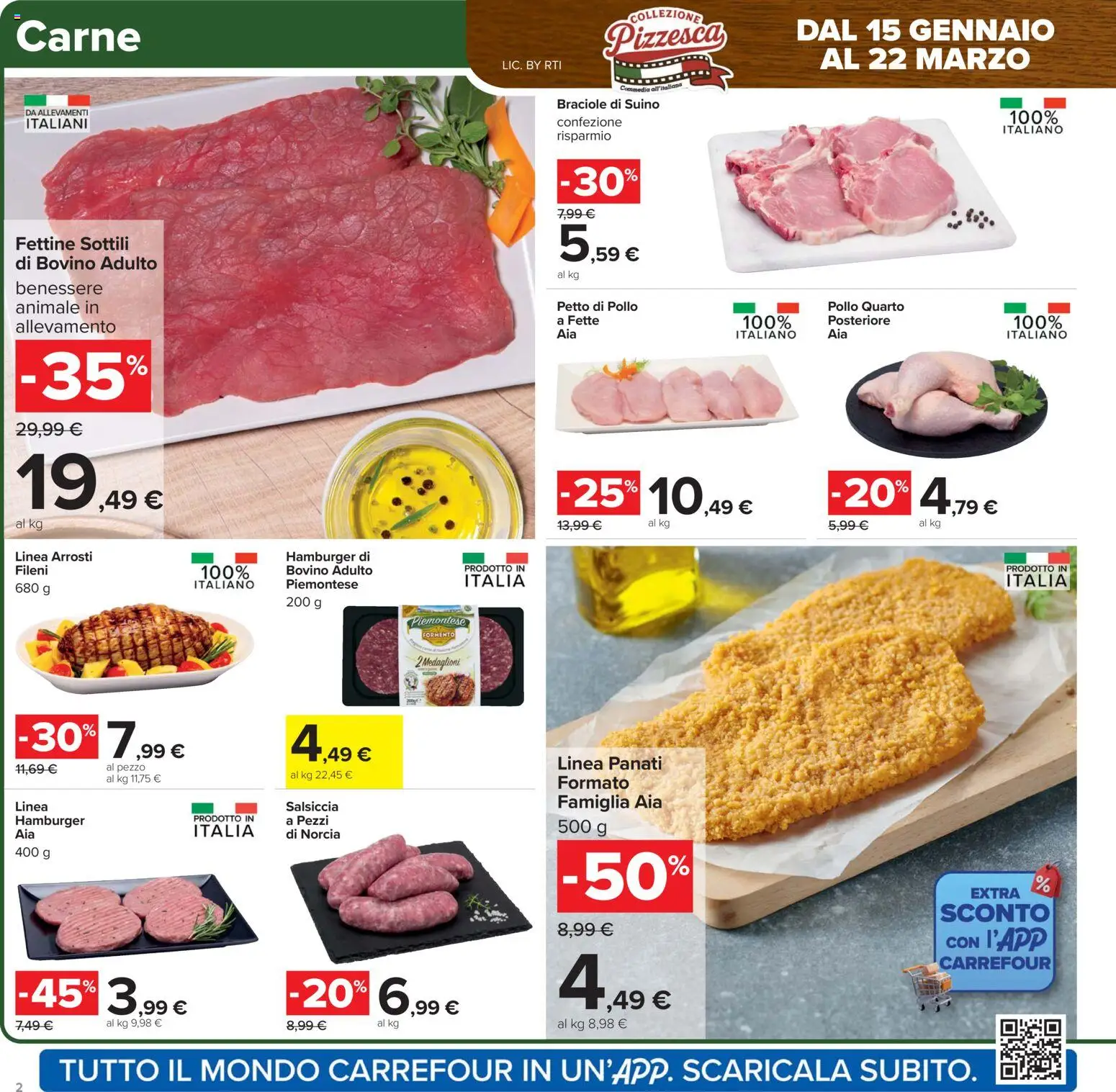 Volantino Carrefour del 27.01.2026 | Pagina: 2 | Prodotti: Bovino, Pollo, Suino, Salsiccia