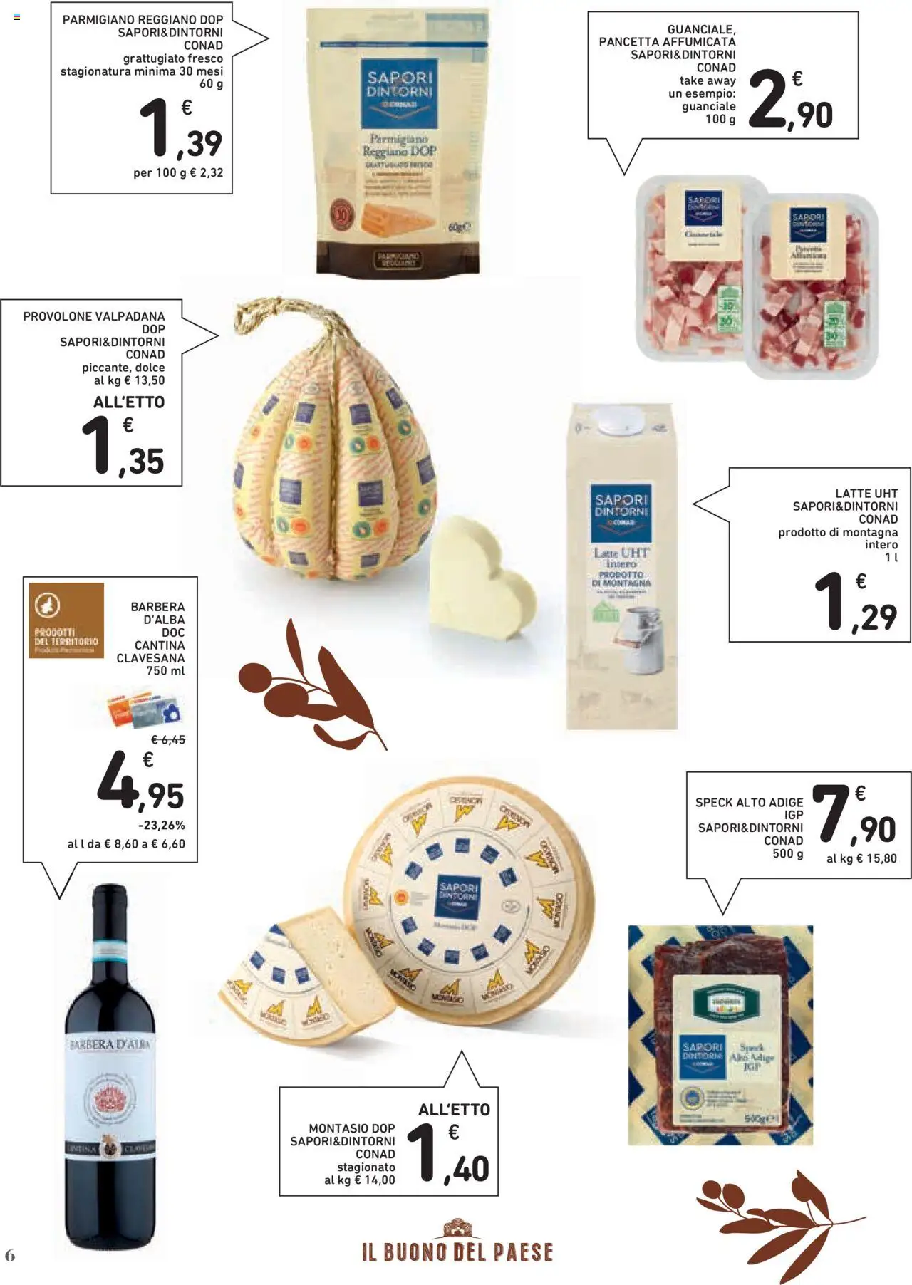 Volantino Conad del 23.10.2025 | Pagina: 6 | Prodotti: Speck, Latte, Parmigiano, Guanciale