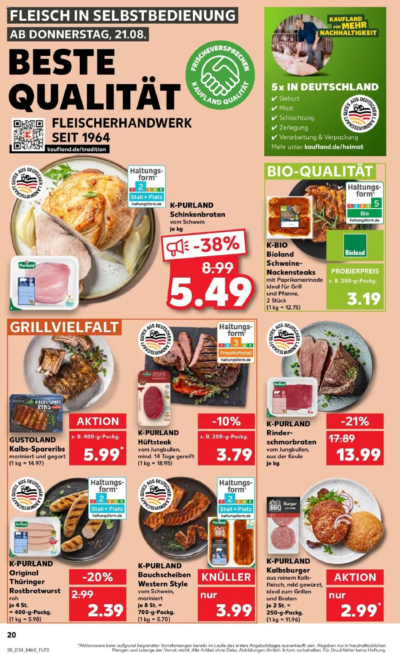 Kaufland prospekt Geislingen An Der Steige	 - gültig ab dem 21.08.2025 | Seite: 20 | Produkte: Nackensteaks, Grill, Burger, Steak