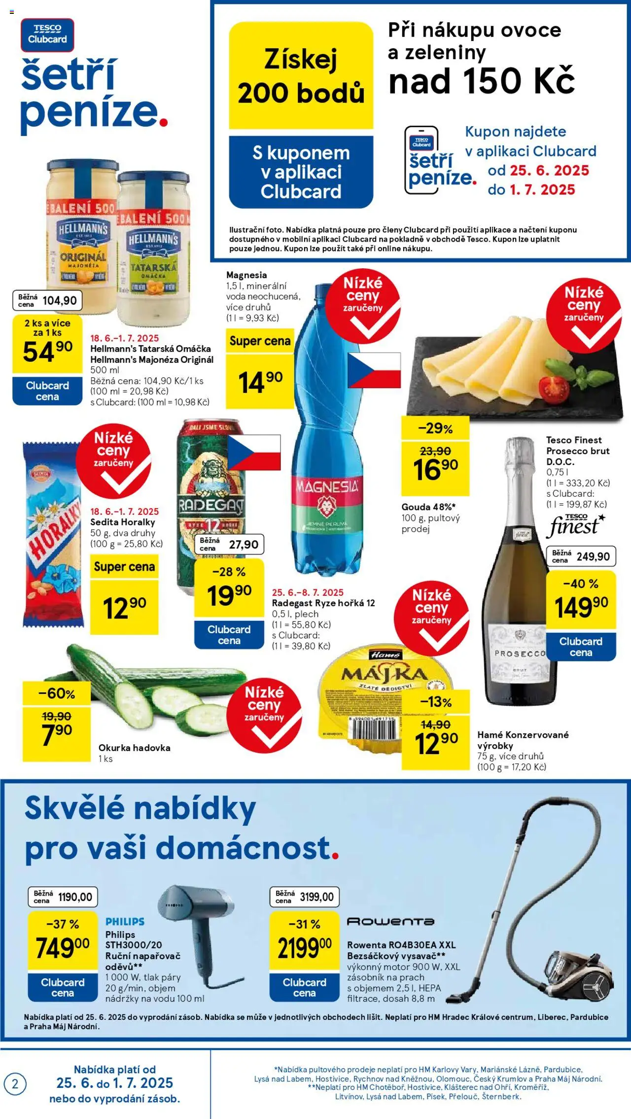 Tesco leták - Hypermarket od 25.06.2025 | Strana: 2 | Produkty: Radegast Ryze Hořká 12, Magnesia, Vysavač, Bezsáčkový vysavač