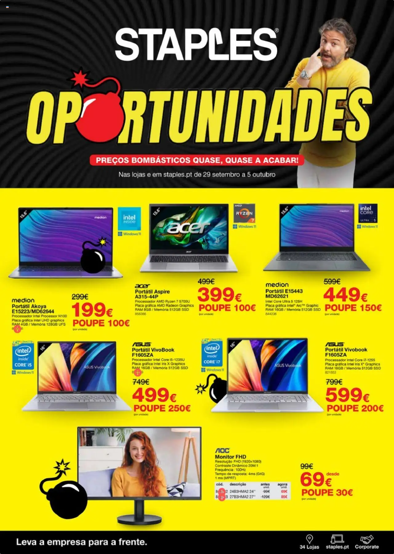 Staples folheto │ válido de 29.09.2025 | Página: 1 | Produtos: Monitor