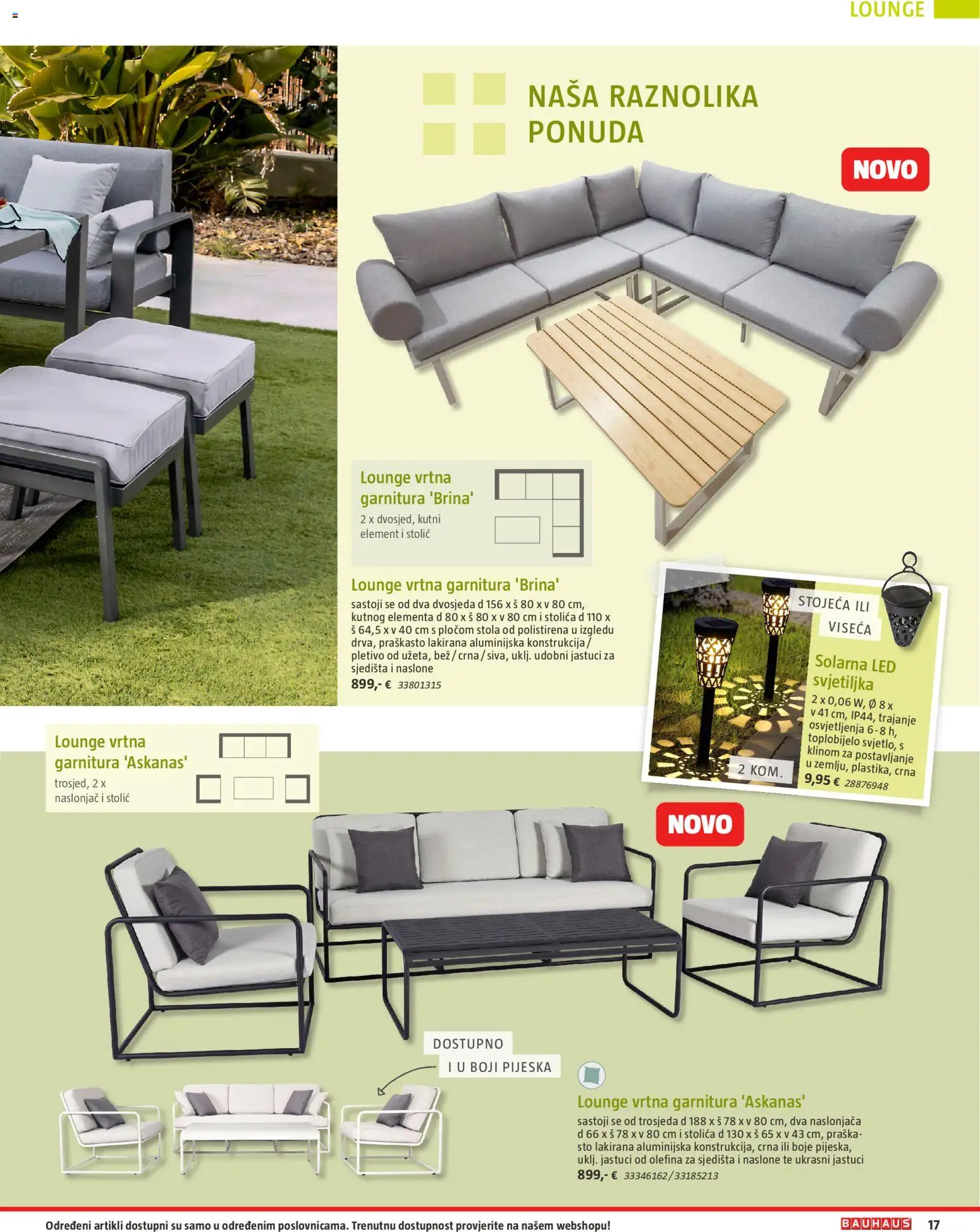Bauhaus katalog | vrijedi od 23.03.2026 | Stranica: 17 | Proizvodi: Stolić, Stolica, Svjetiljka, Vrtna garnitura