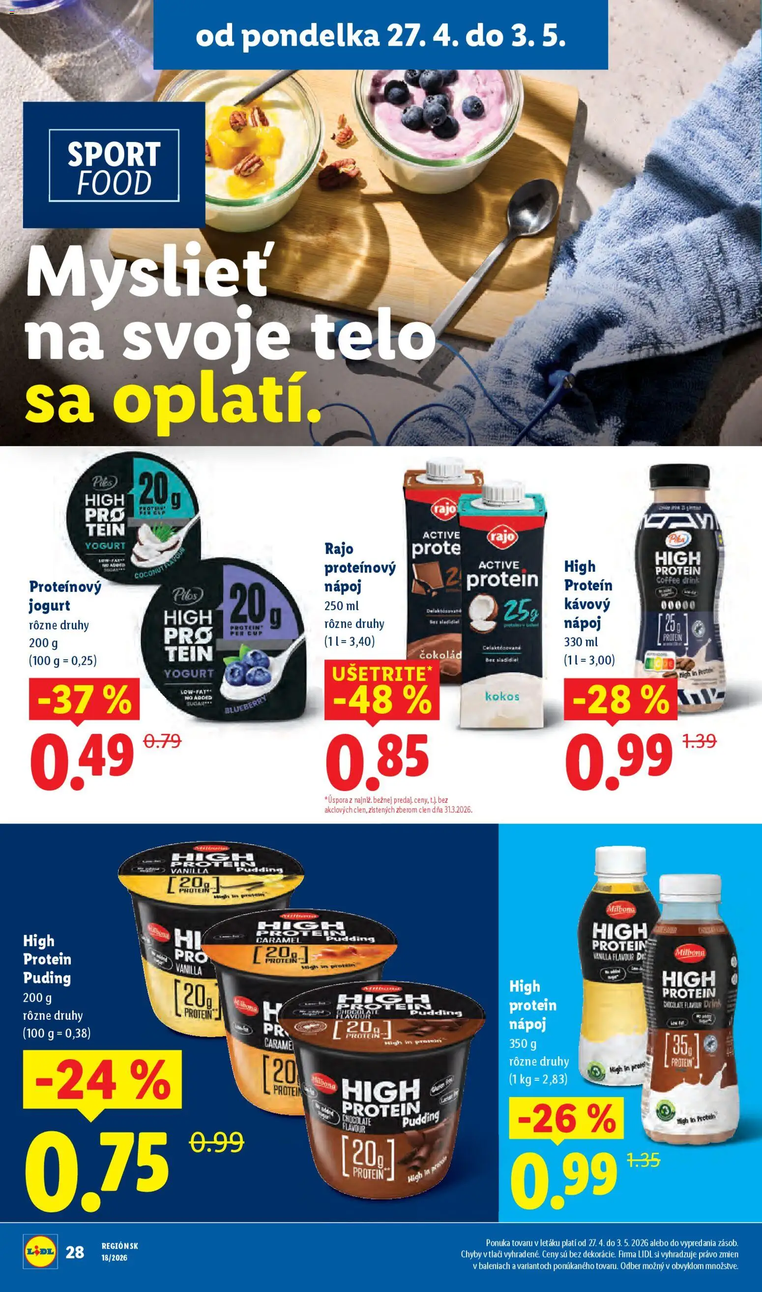 Nové Lidl akcie – leták je platný od 27.04.2026 | Strana: 30 | Produkty: Jogurt, Protein, Puding