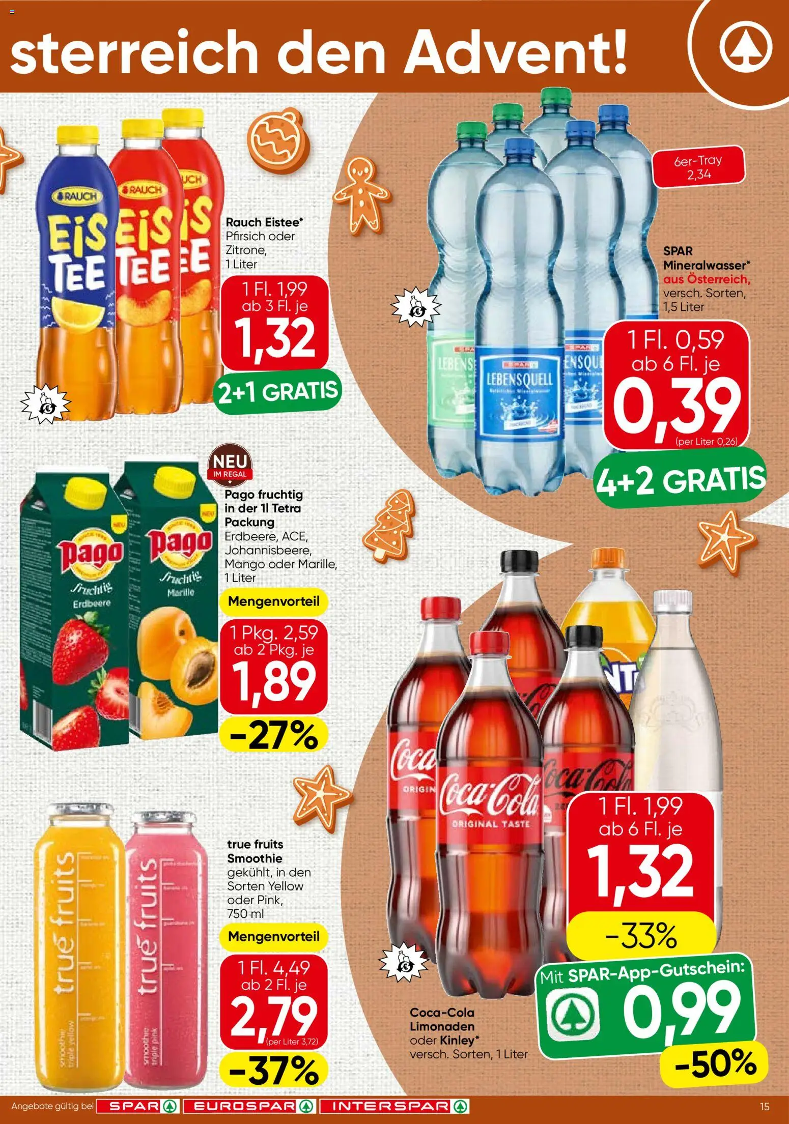 Spar Flugblatt - Vorarlberg gültig ab 04.12.2025 | Seite: 15 | Produkte: Eis, Mango, Pfirsich, Regal