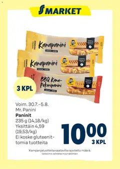 Katso S-market tarjoukset Paninit voimassa alkaen 30.07.2025