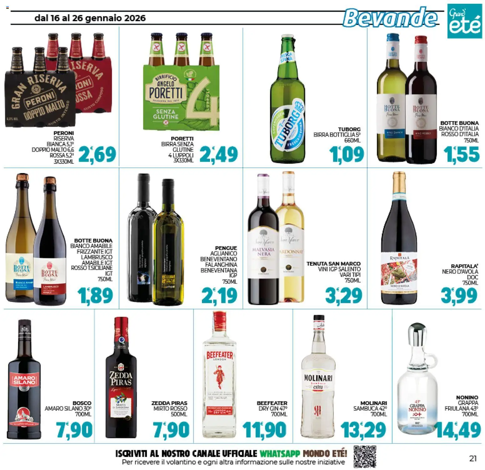 Volantino Eté del 16.01.2026 | Pagina: 21 | Prodotti: Birra, Gin, Bottiglia, Amaro