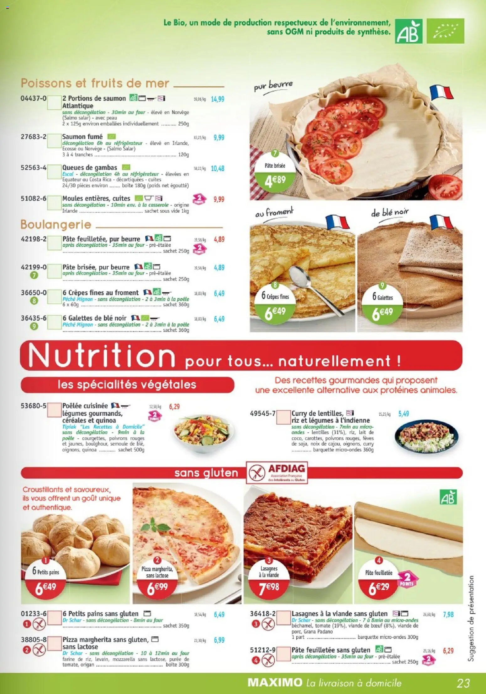 {H1} | Page: 23 | Produits: Saumon fumé, Casserole, Lait, Pizza