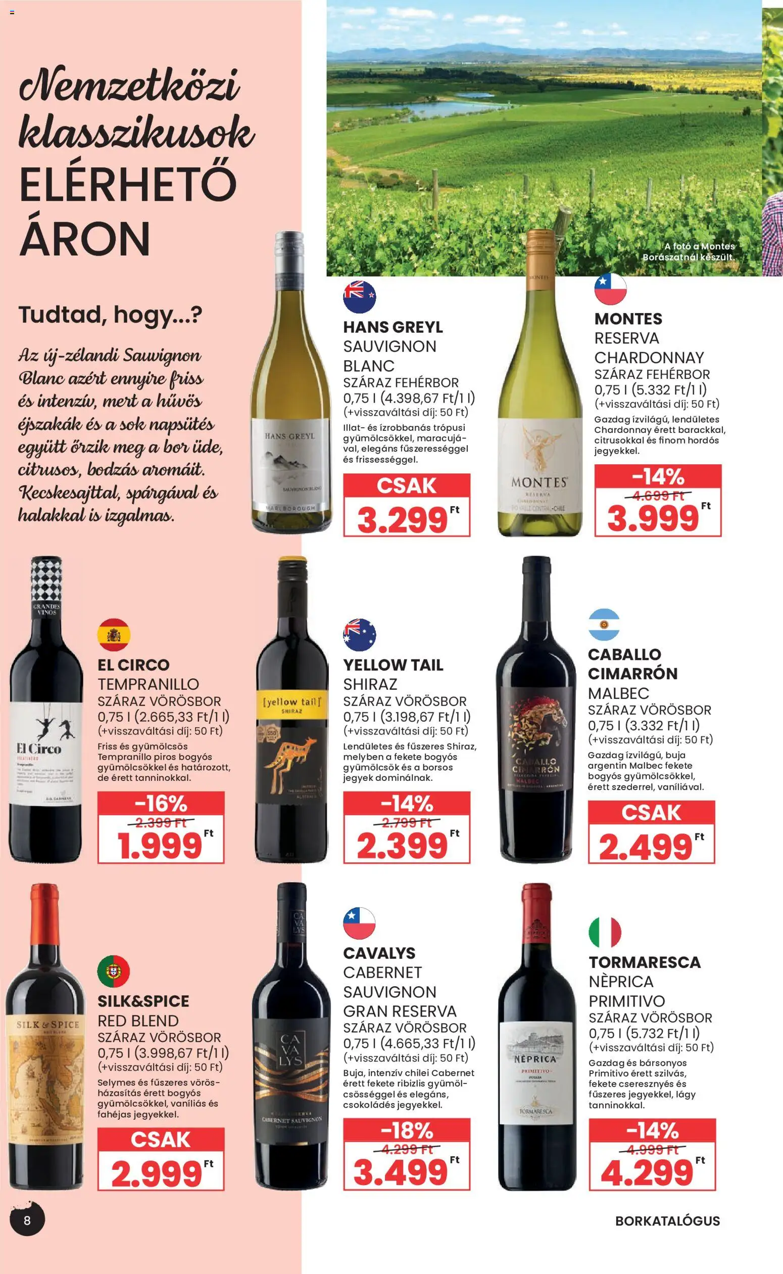 Spar akciós ujság - amely érvényes a következő dátumtól: 29.04.2026 | Oldal: 8 | Termékek: Bor, Fehérbor, Vörösbor