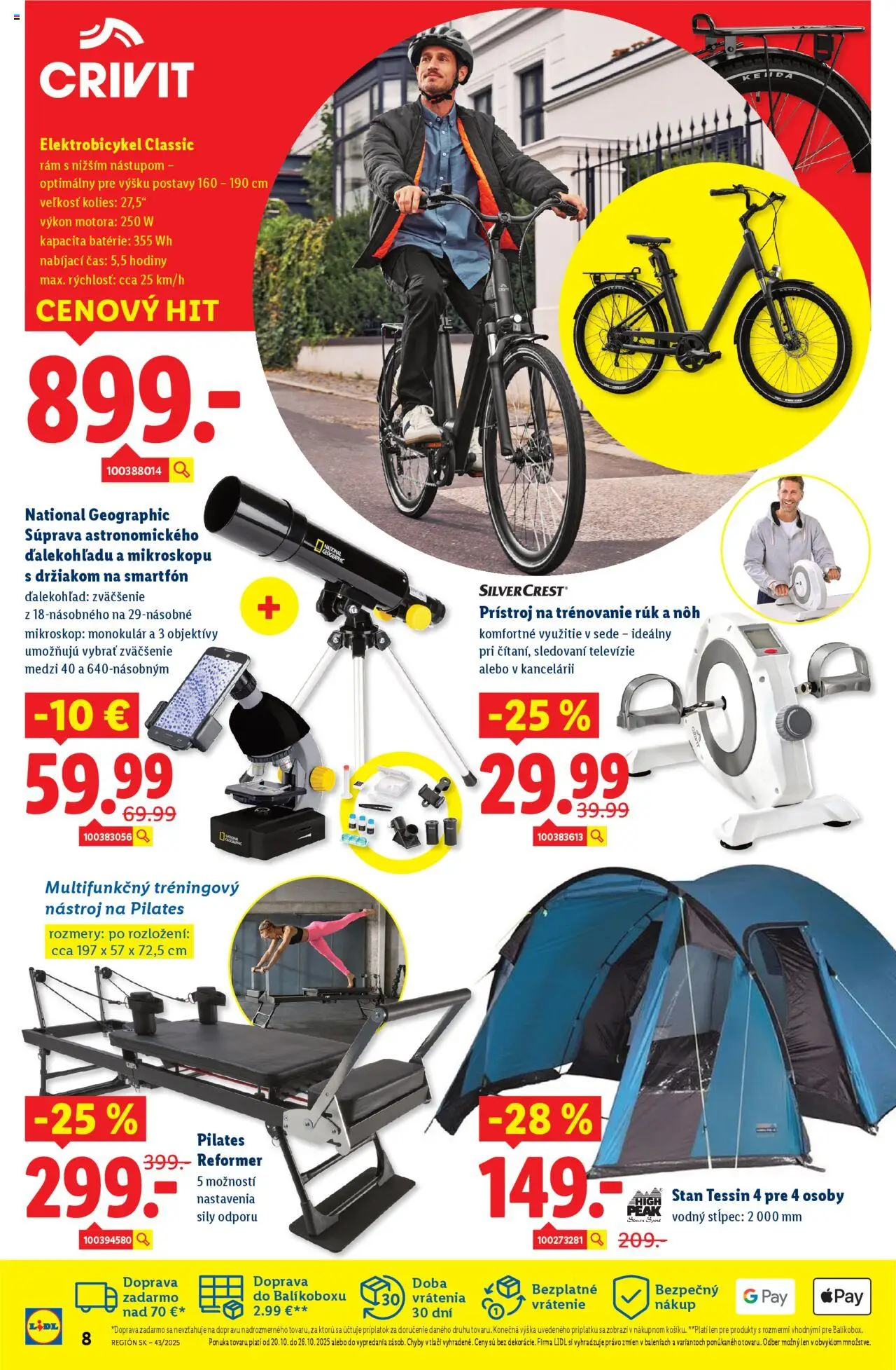 Nové Lidl akcie – leták je platný od 20.10.2025 | Strana: 8 | Produkty: Elektrobicykel, Hodiny, Rám, Smartfón