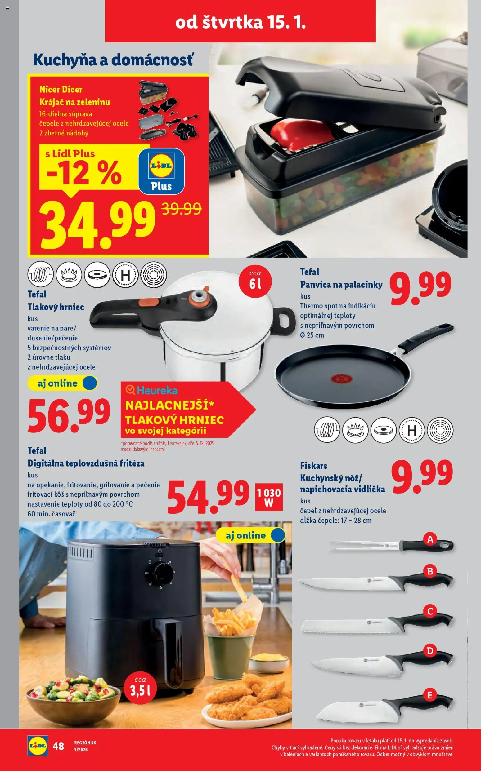 Nové Lidl akcie – leták je platný od 15.01.2026 | Strana: 28 | Produkty: Kuchyňa, Krájač na zeleninu, Fritéza, Teplovzdušná frítéza