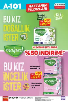 A101 Katalog - 25.07.2025 tarihinden itibaren geçerlidir | Sayfa: 5 | Ürünler: Hijyenik ped