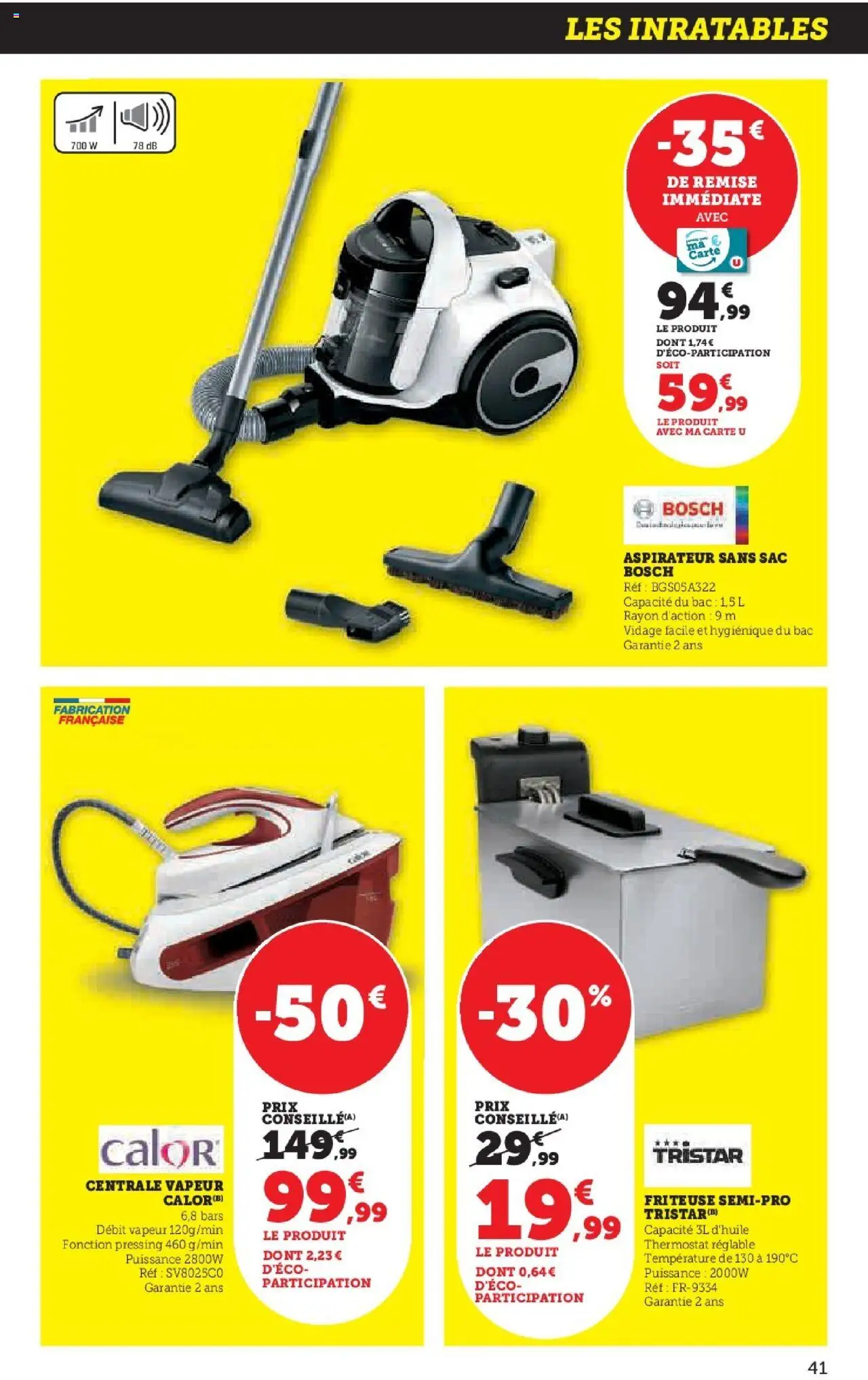 {H1} | Page: 41 | Produits: Sac, Aspirateur sans sac, Aspirateur, Friteuse