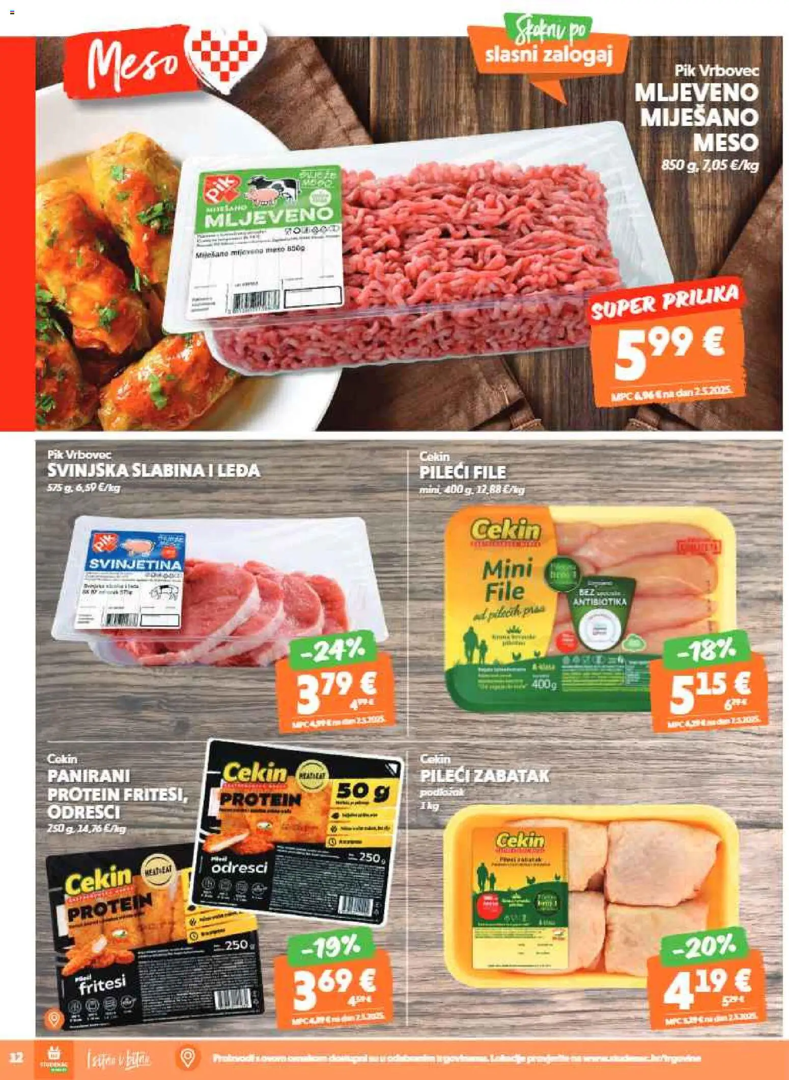 Studenac katalog | vrijedi od 29.10.2025 | Stranica: 12 | Proizvodi: Pileći file, Meso, Svinjetina, Pik Vrbovec