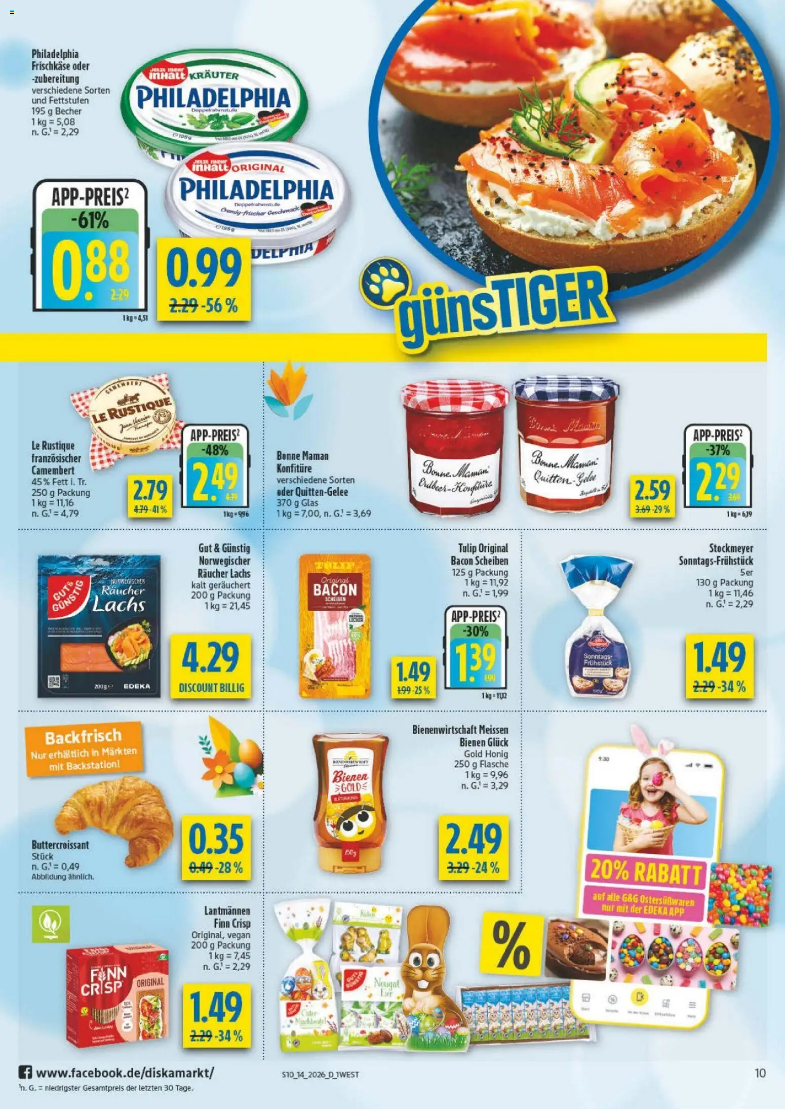 Diska - Diska Angebote Bayern KW14 – gültig ab 30.03.2026 | Seite: 10 | Produkte: Philadelphia, Lachs, Bonne maman, Frischkase