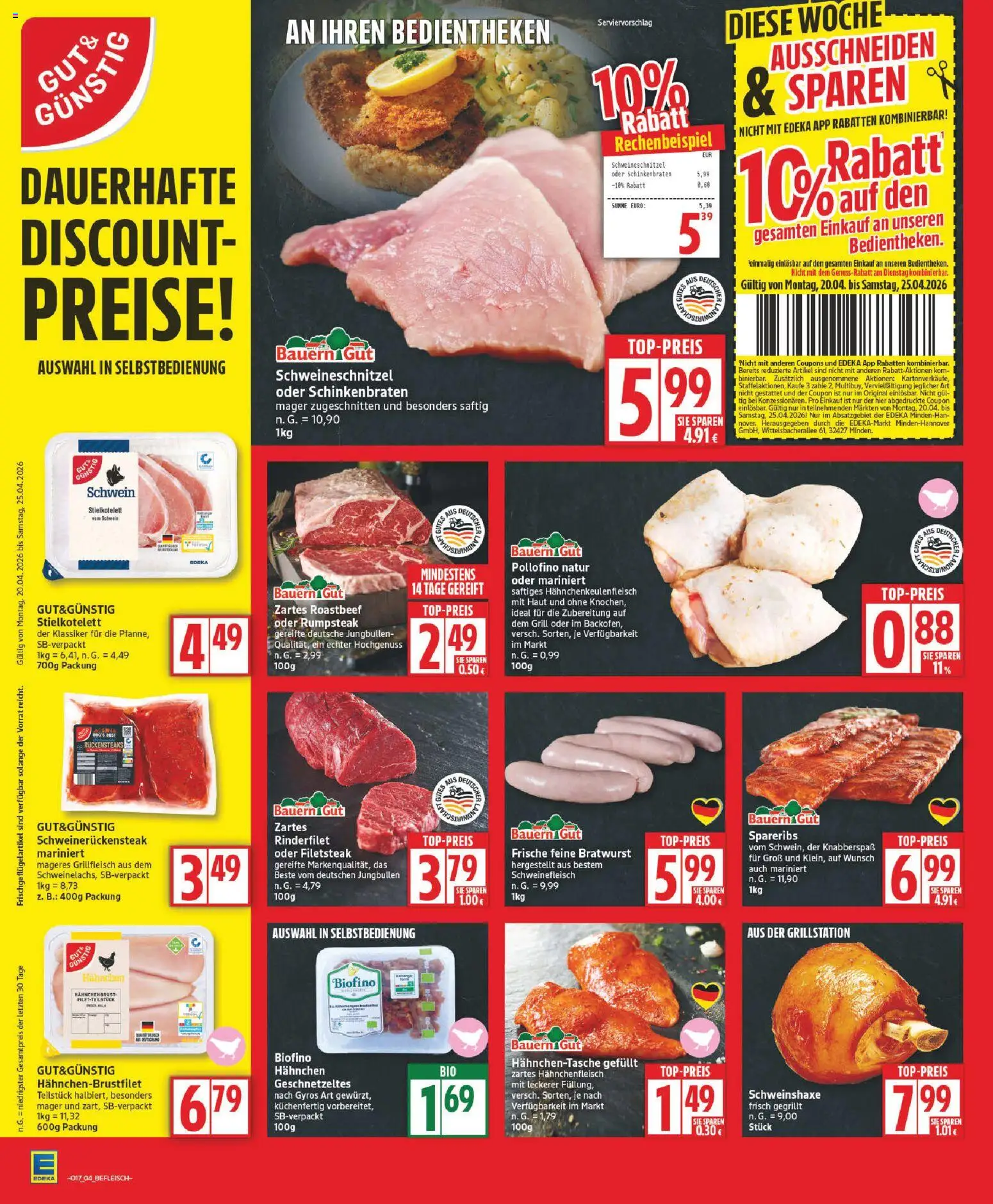Edeka Prospekt 	 – gültig ab 20.04.2026 | Seite: 4 | Produkte: Grill, Bratwurst, Grillfleisch, Hahnchenbrust