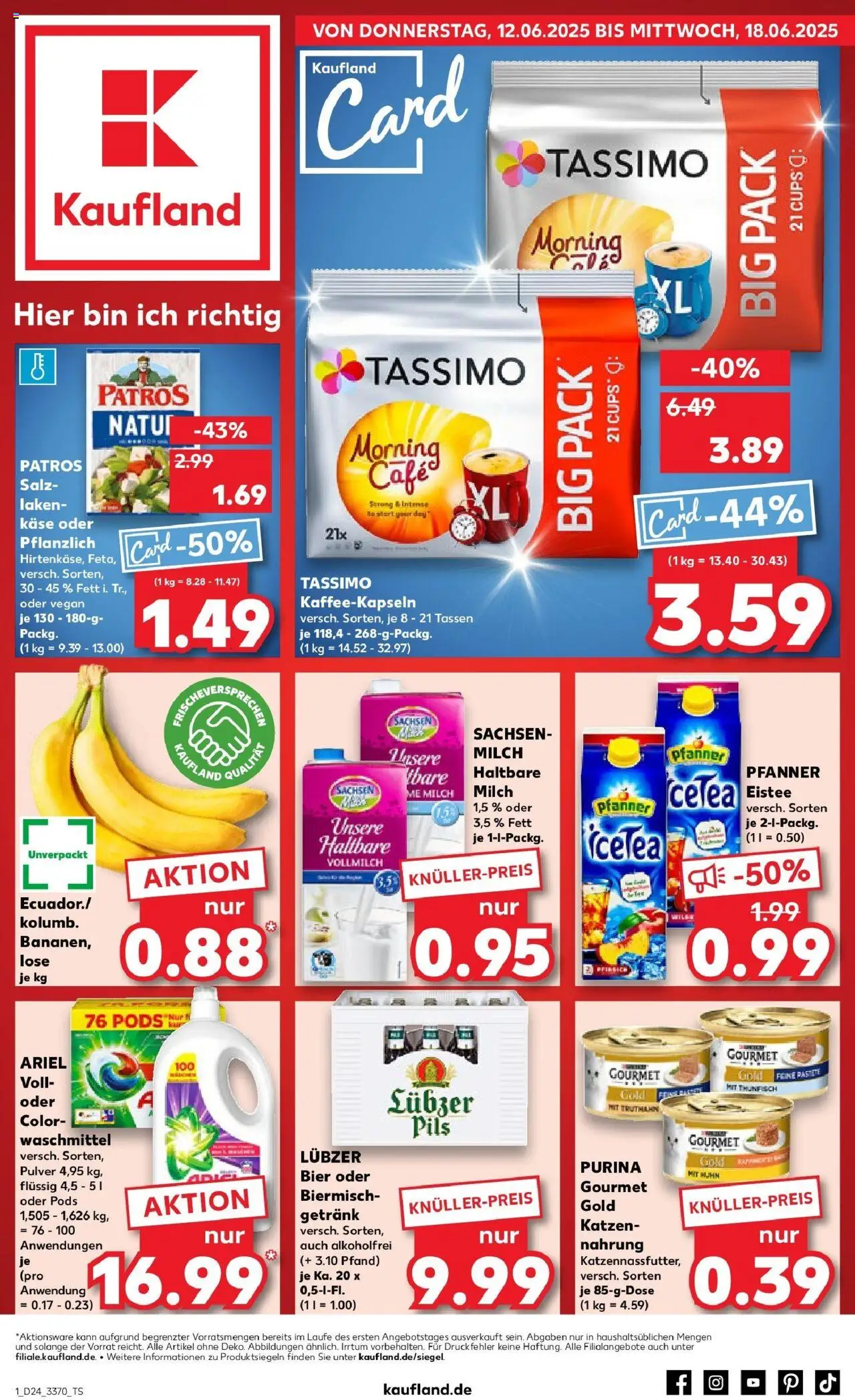 Kaufland prospekt Arnstadt	 - gültig ab dem 16.06.2025 | Seite: 16 | Produkte: Käse, Bananen, Salz, Purina gourmet gold
