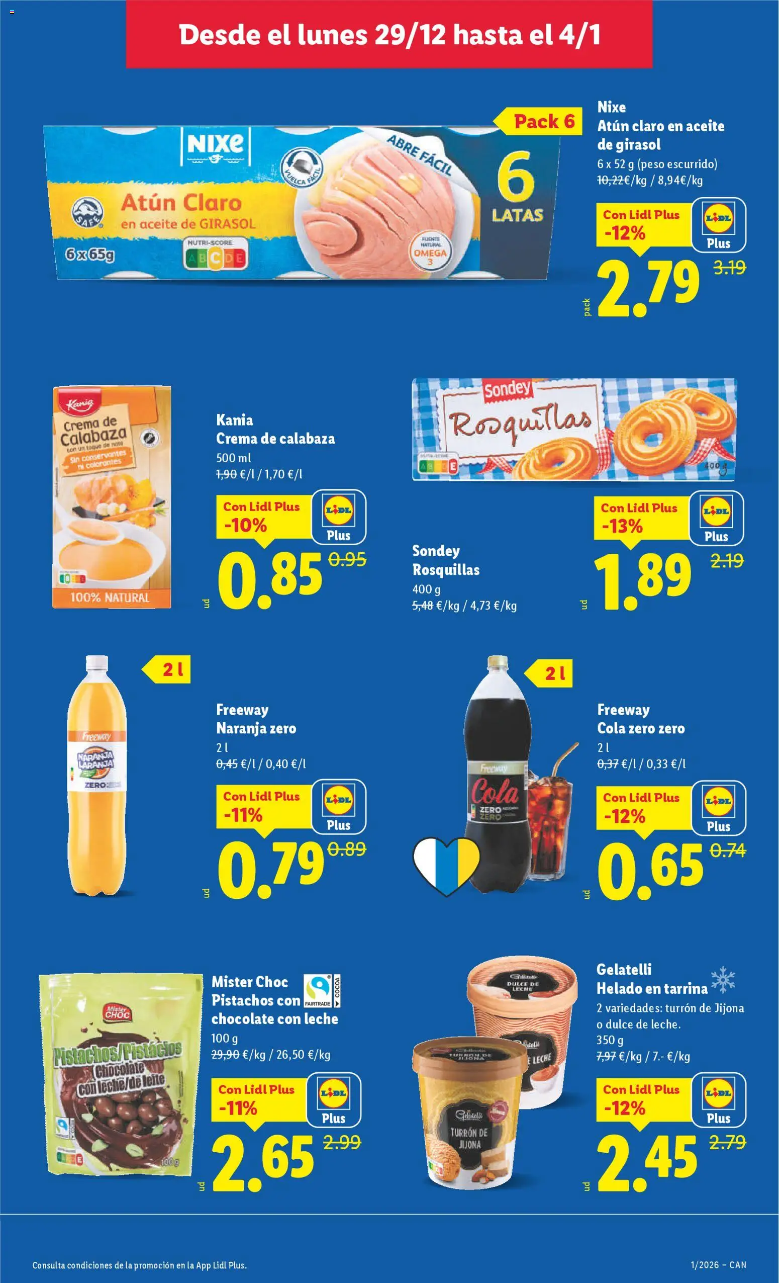 Lidl - Canarias │ válido desde el 29.12.2025 | Página: 21 | Productos: Leche, Chocolate con leche, Peso, Atún claro