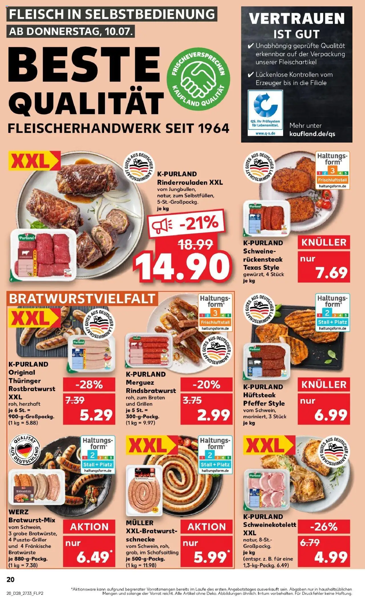 Kaufland prospekt Sondershausen	 - gültig ab dem 09.07.2025 | Seite: 20 | Produkte: Rinderrouladen, Pfeffer, Steak, Fleisch
