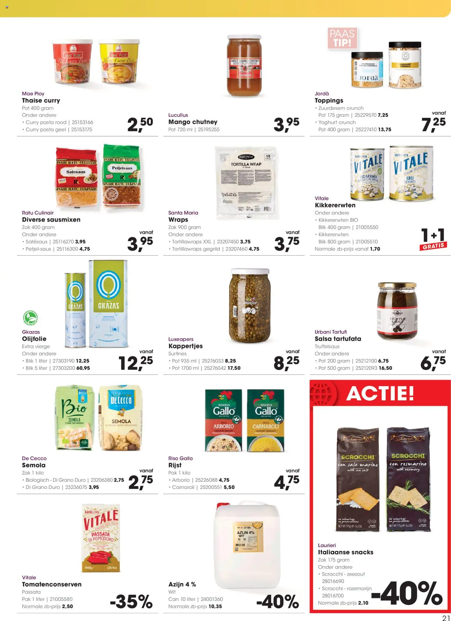 {H1} | Pagina: 21 | Producten: Snacks, Yoghurt, Tortilla, Kikkererwten