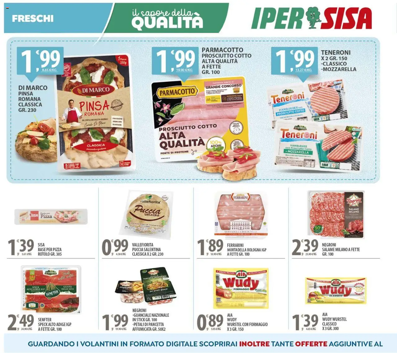 Volantino SISA del 23.09.2025 | Pagina: 6 | Prodotti: Prosciutto, Mortadella, Hamburger, Guanciale