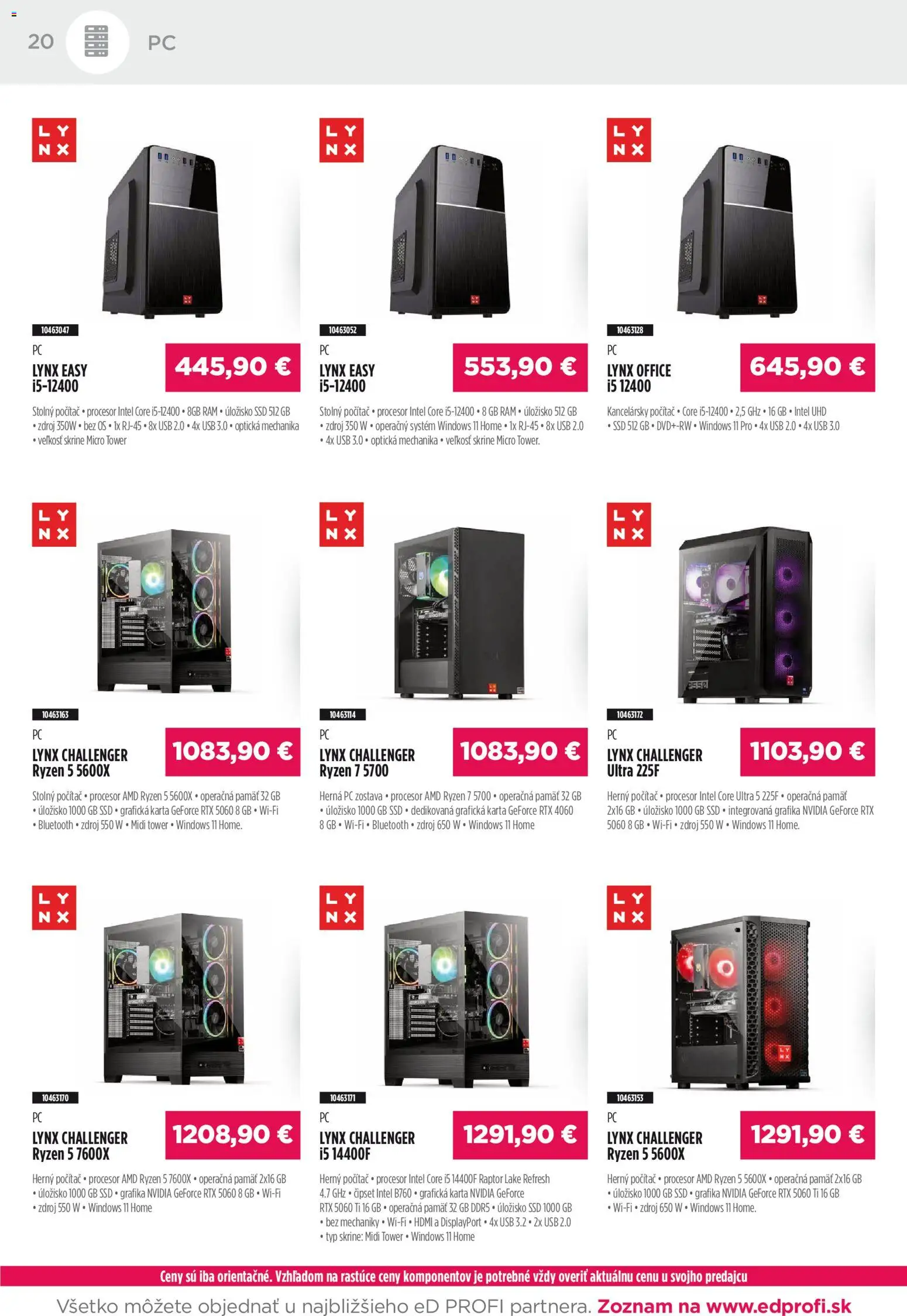 Nové ED Profi akcie – leták je platný od 01.11.2025 | Strana: 20 | Produkty: Rám, Herný počítač, Počítač, PC
