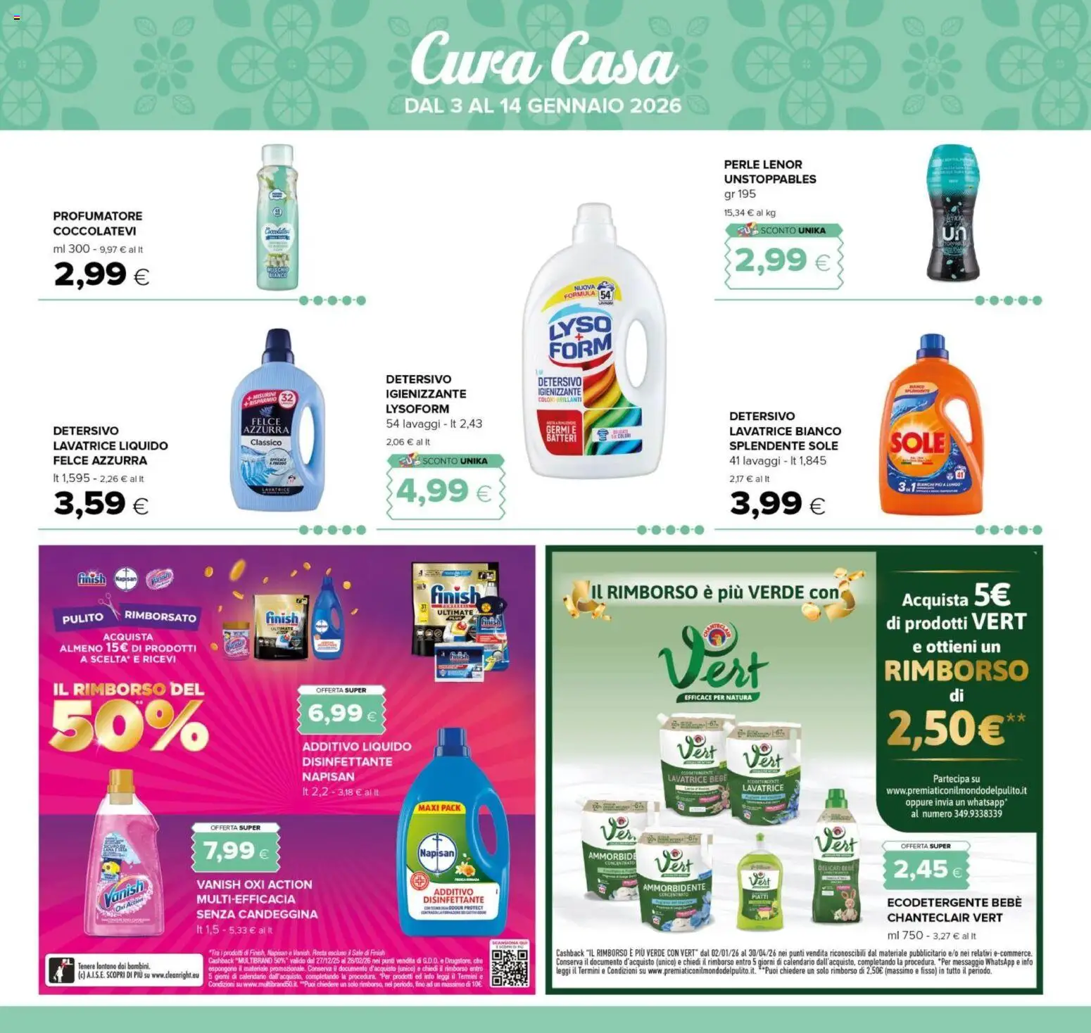 Volantino Oasi del 03.01.2026 | Pagina: 19 | Prodotti: Ammorbidente, Candeggina, Sale, Lavatrice