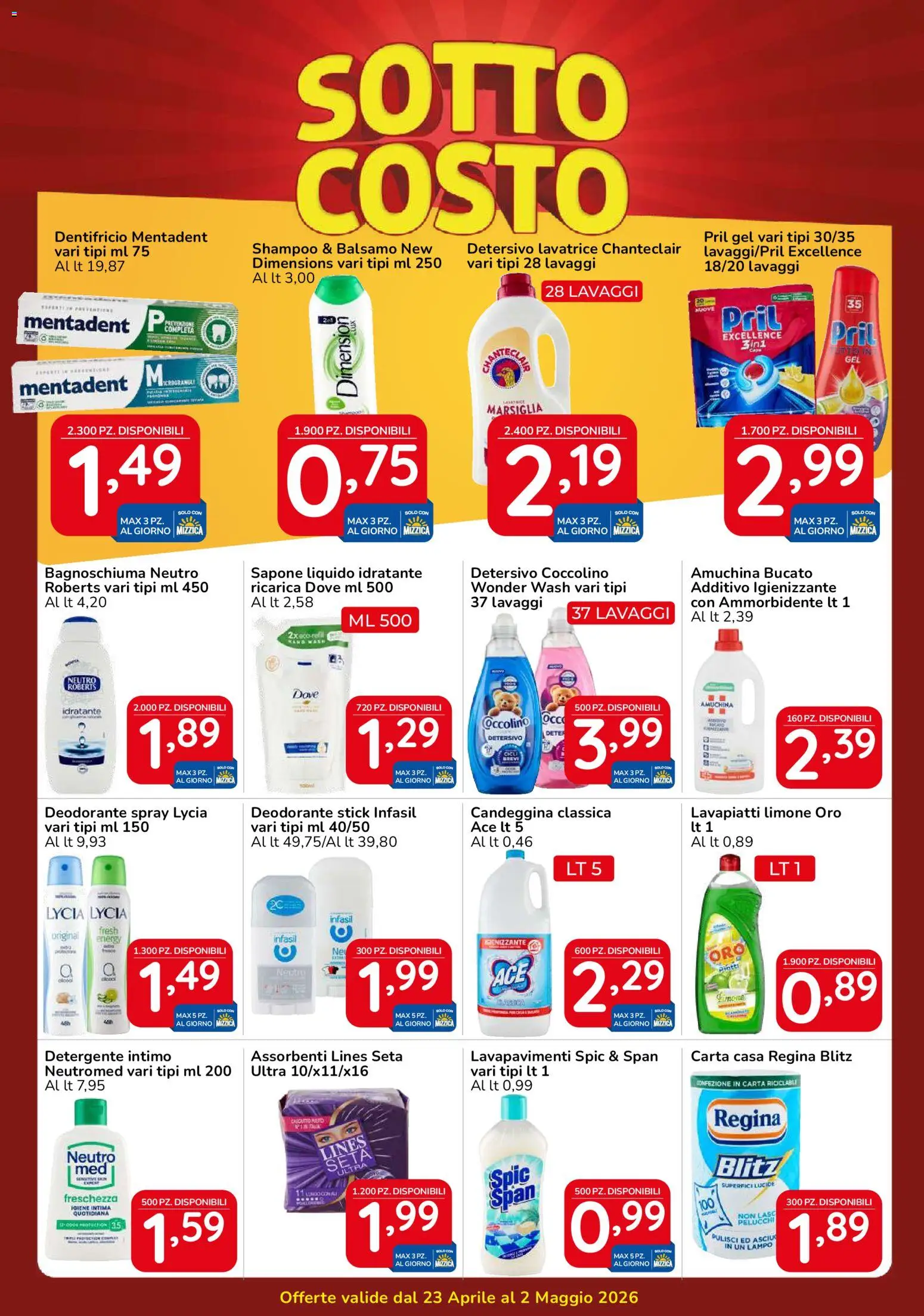 Volantino Famila del 23.04.2026 | Pagina: 6 | Prodotti: Bagnoschiuma, Dentifricio, Detergente intimo, Intimo