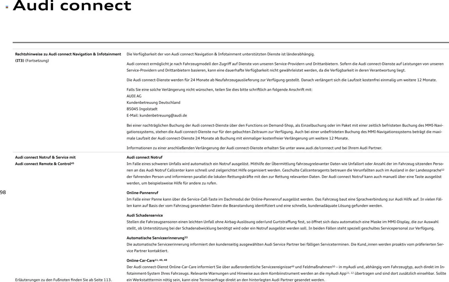 Audi e-tron GT – gültig ab 28.10.2025 | Seite: 98 | Produkte: Navigation, Maske
