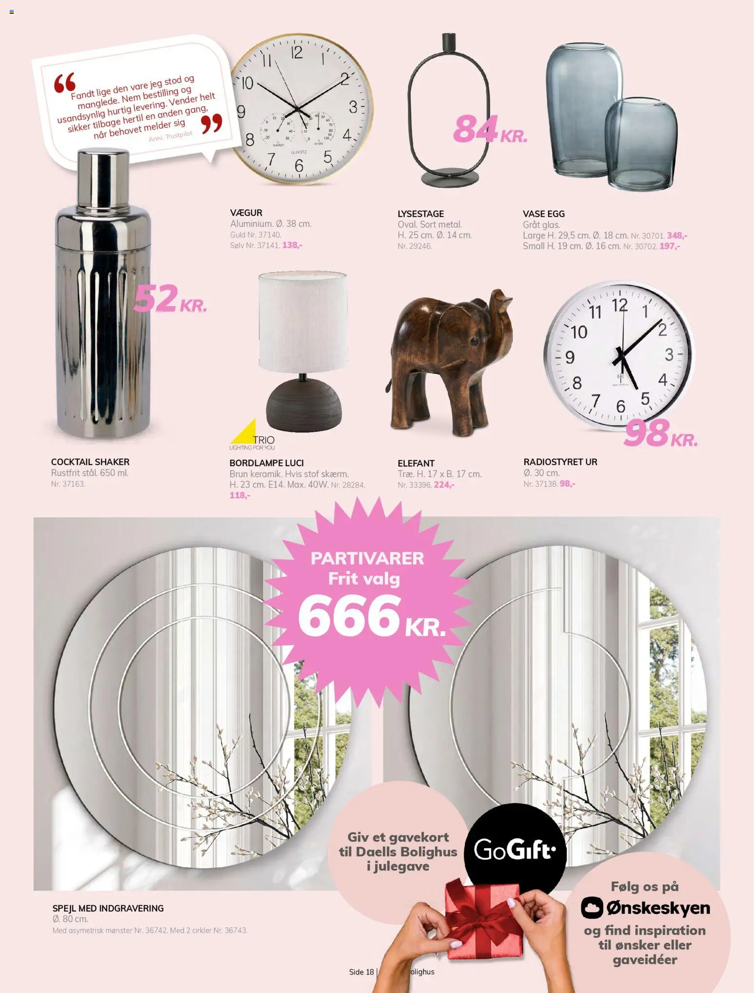 Daells Bolighus tilbudsavis – gyldig fra 21.11.2025 | Side: 18 | Produkter: Spejl, Vase, Stof, Ur