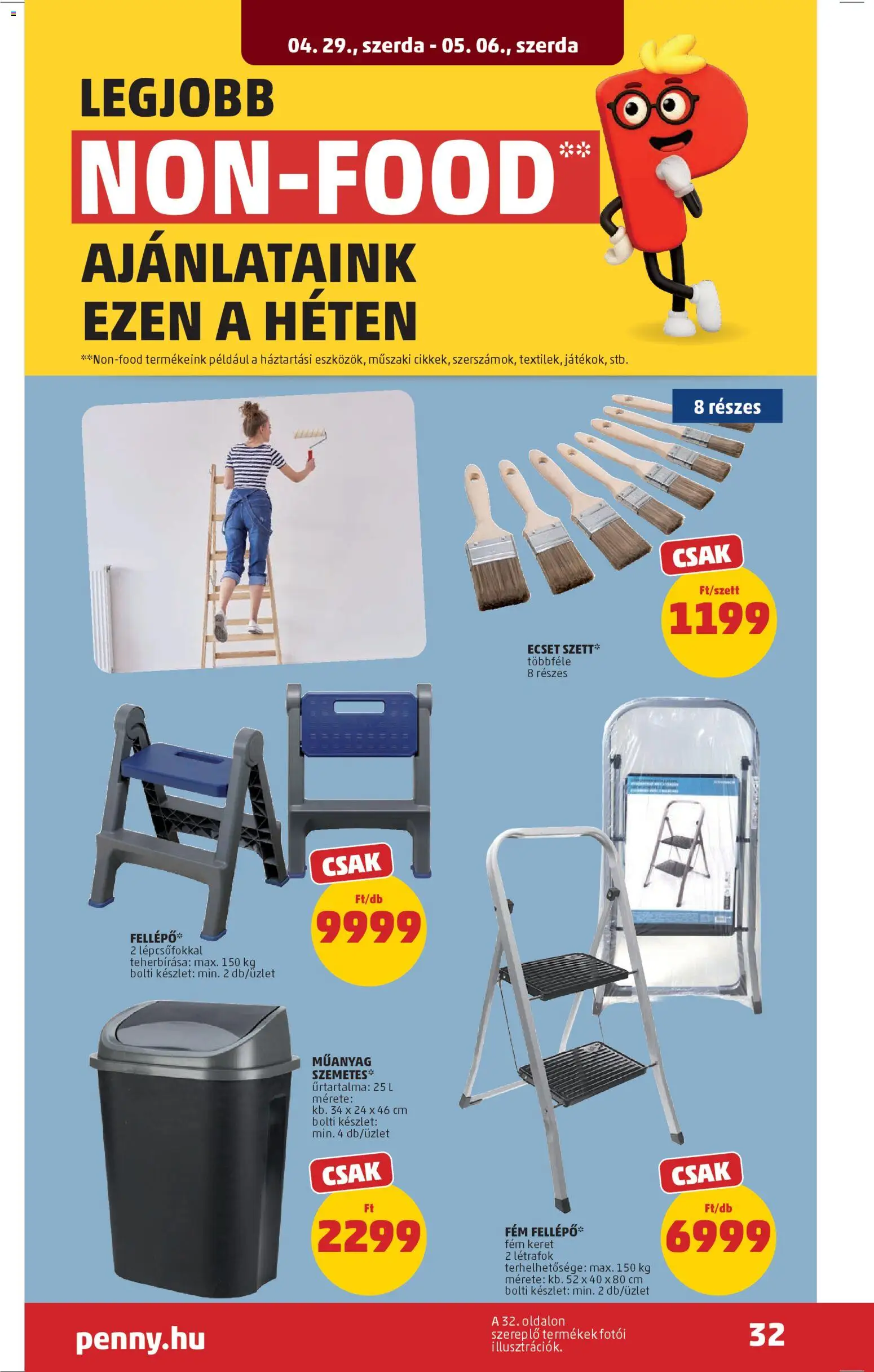 PENNY akciós ujság - amely érvényes a következő dátumtól: 29.04.2026 | Oldal: 36 | Termékek: Szemetes, Fellépő, Ecset