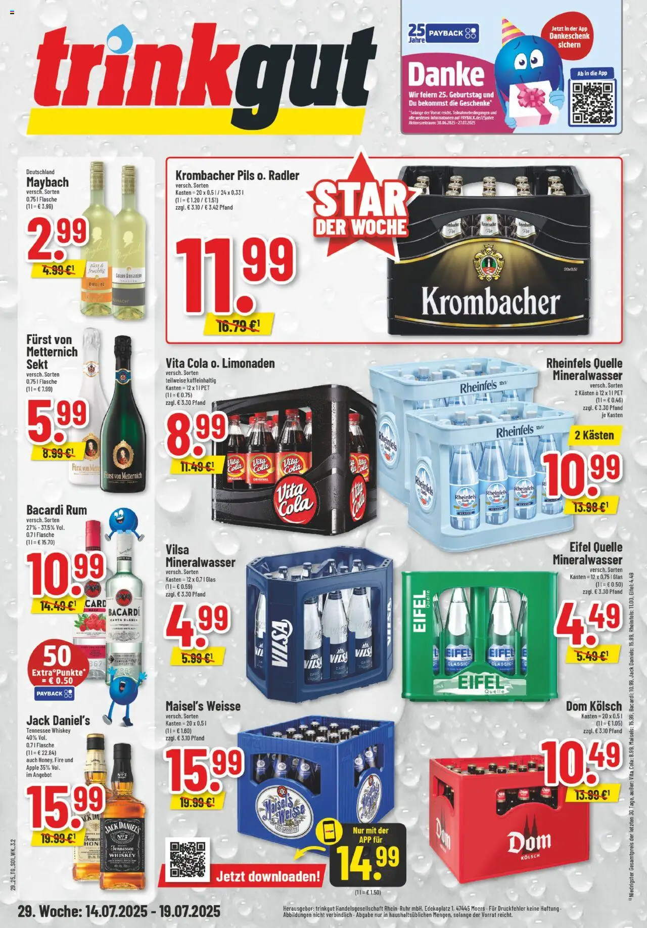Trinkgut Prospekt - gültig ab dem 14.07.2025 | Seite: 1 | Produkte: Bacardi, Pils, Radler, Vita cola