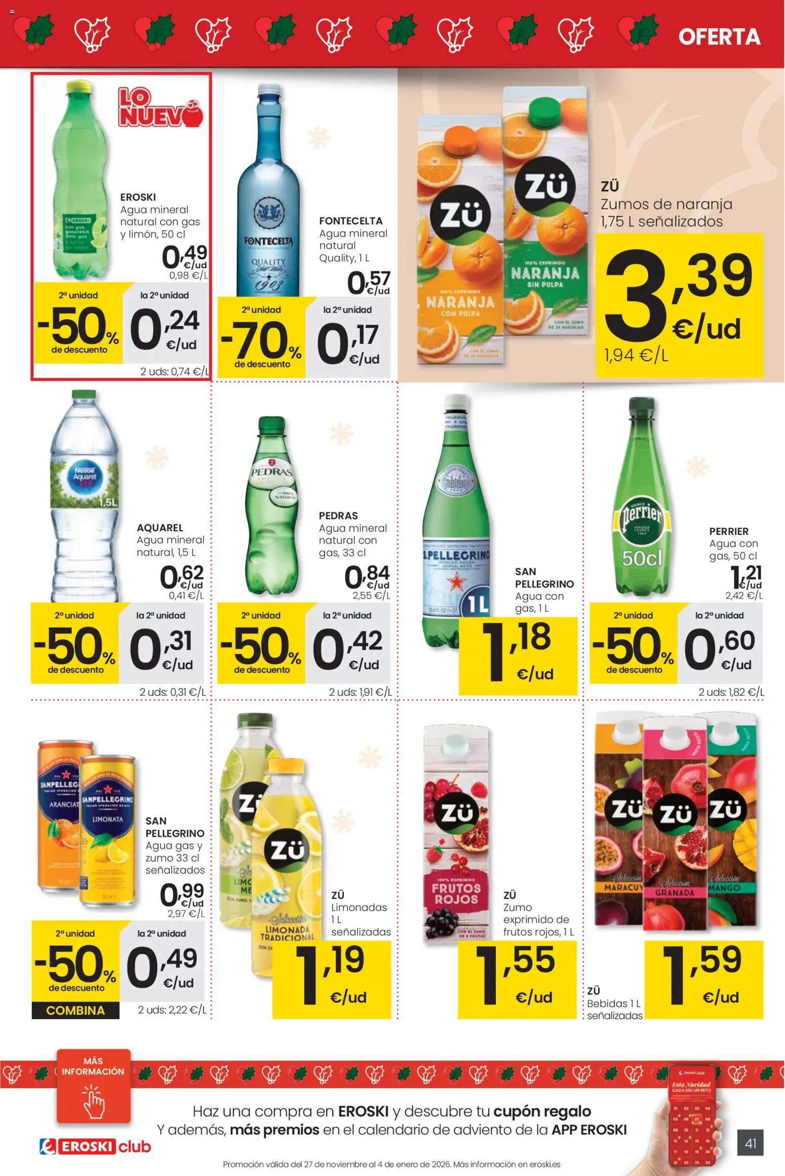 Eroski - Center │ válido desde el 18.12.2025 | Página: 41 | Productos: Ροζ πιπέρι, Limonada, Ρούτερ, Agua mineral