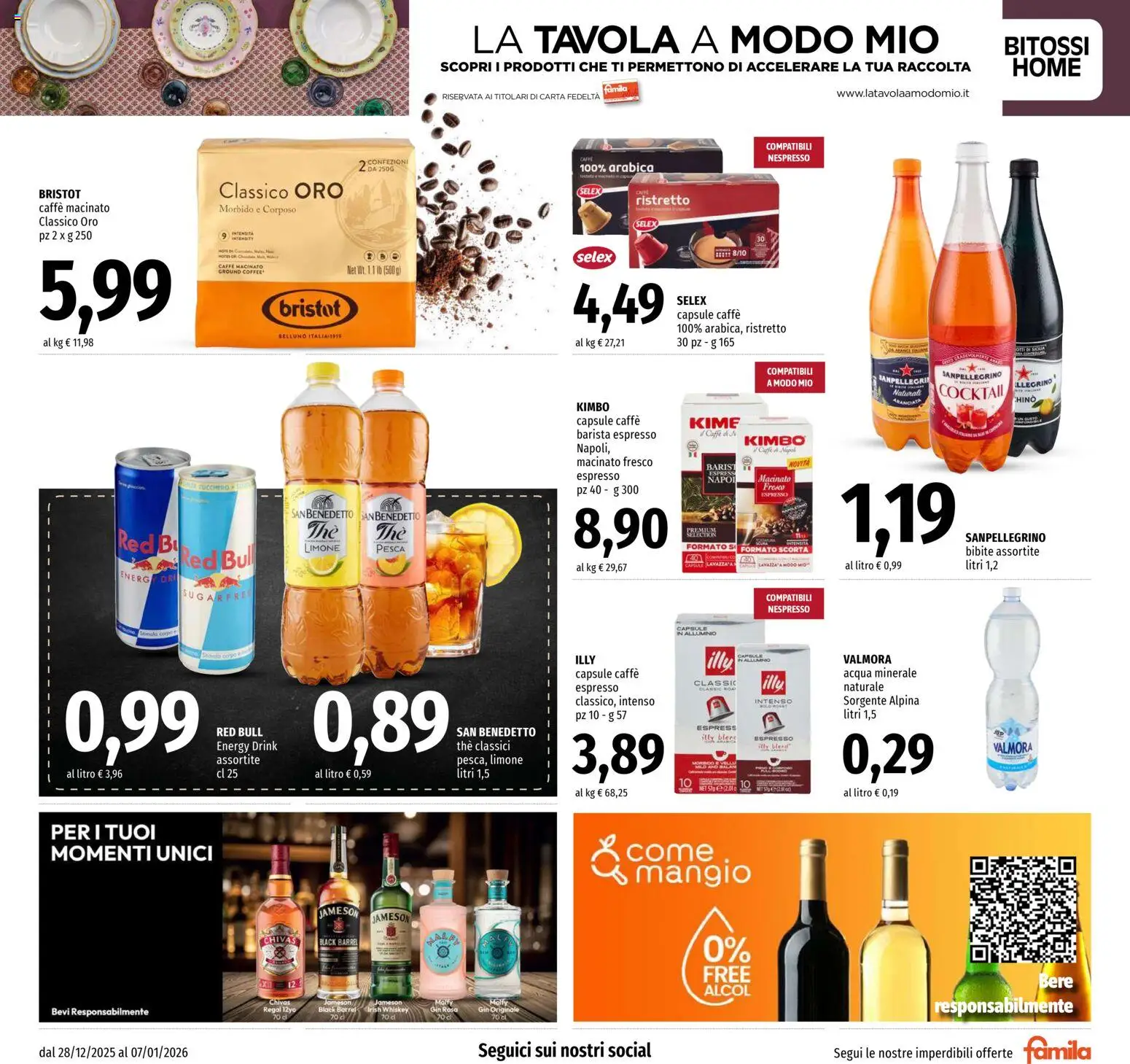 Volantino Famila del 28.12.2025 | Pagina: 17 | Prodotti: Caffè, Pesca, Red Bull, Acqua minerale