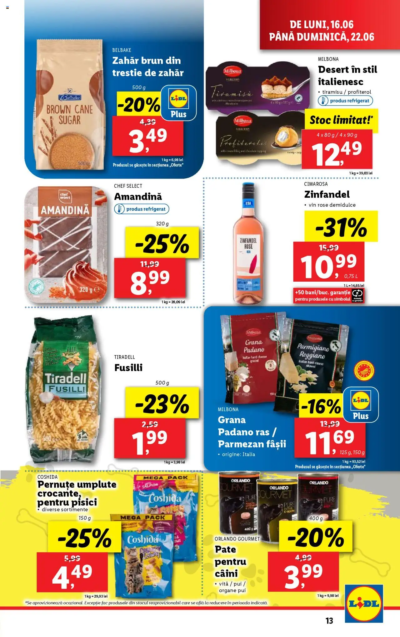 Catalog Lidl – valabil de la 16.06.2025 | Pagină: 13 | Produse: Pate, Amandină, Zahăr, Parmezan