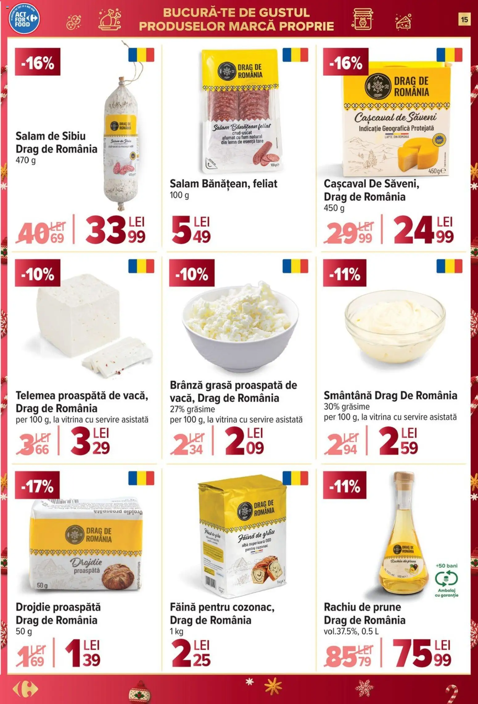 Noul catalog Carrefour – valabil de la 17.12.2025 | Pagină: 15 | Produse: Vitrină, Cașcaval, Făină, Smântână