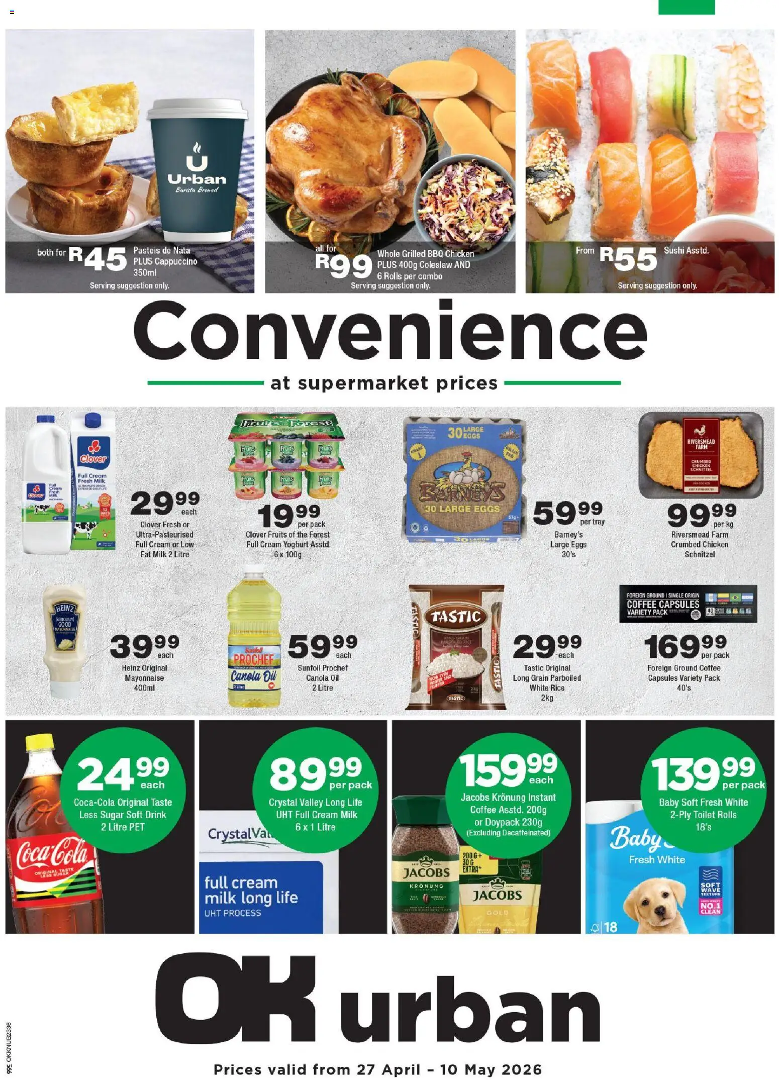 New OK Foods catalogue – valid from 27.04.2026 | Page: 1 | Products: Toilet, Milk, Eggs, Rice