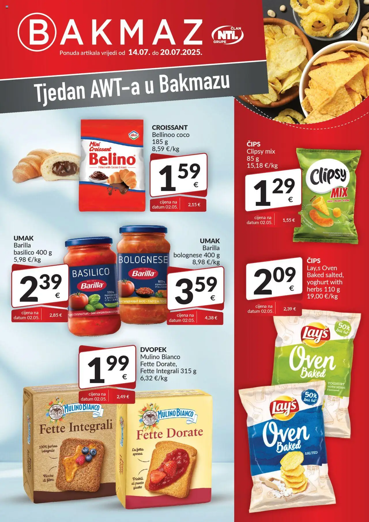 Bakmaz katalog | vrijedi od 14.07.2025 | Stranica: 1 | Proizvodi: Dvopek, Čips, Umak, Barilla