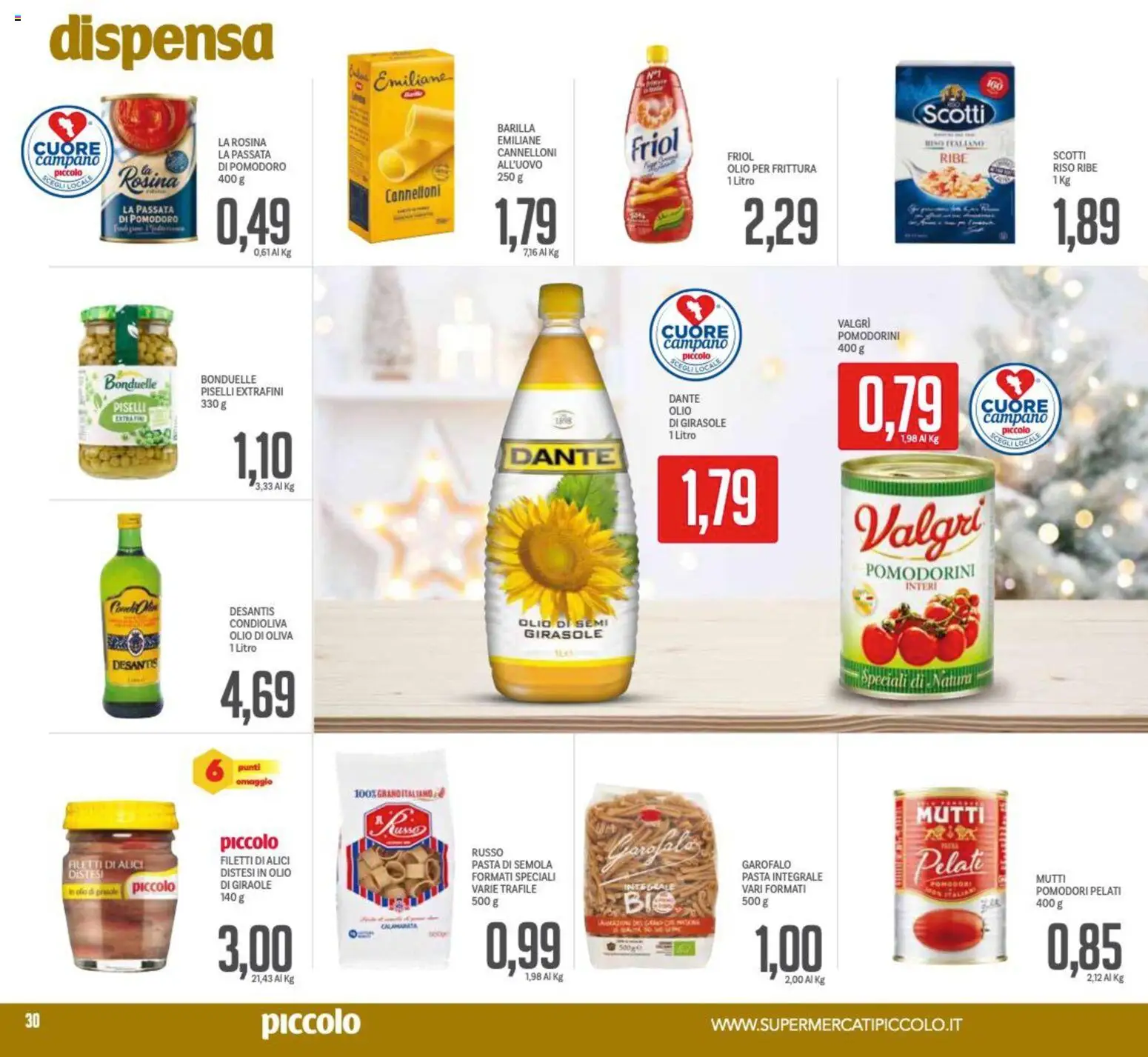 Volantino Piccolo del 24.11.2025 | Pagina: 30 | Prodotti: Pomodoro, Pomodori, Piselli, Mutti